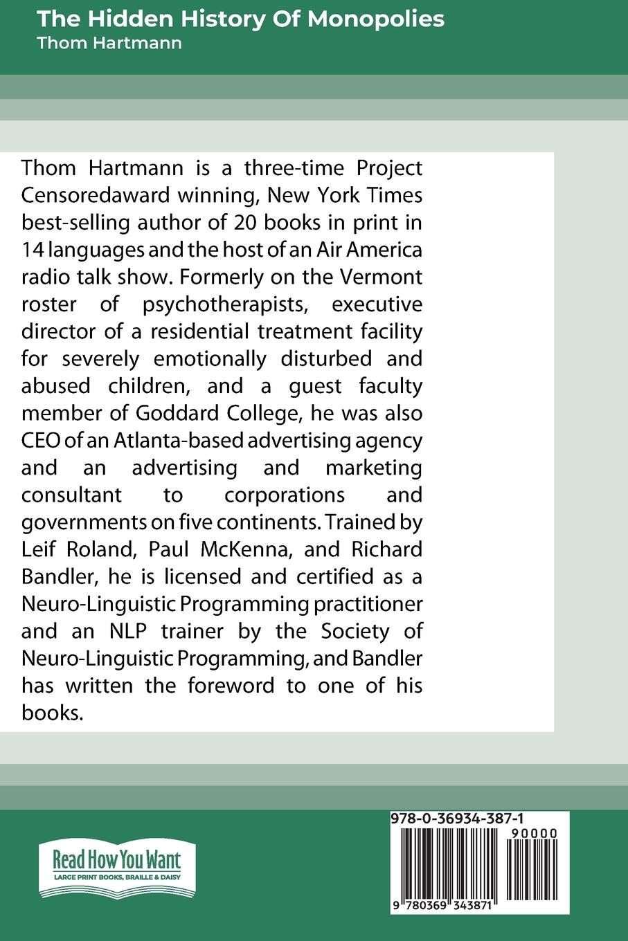 Rückseitencover The Hidden History of Monopolies