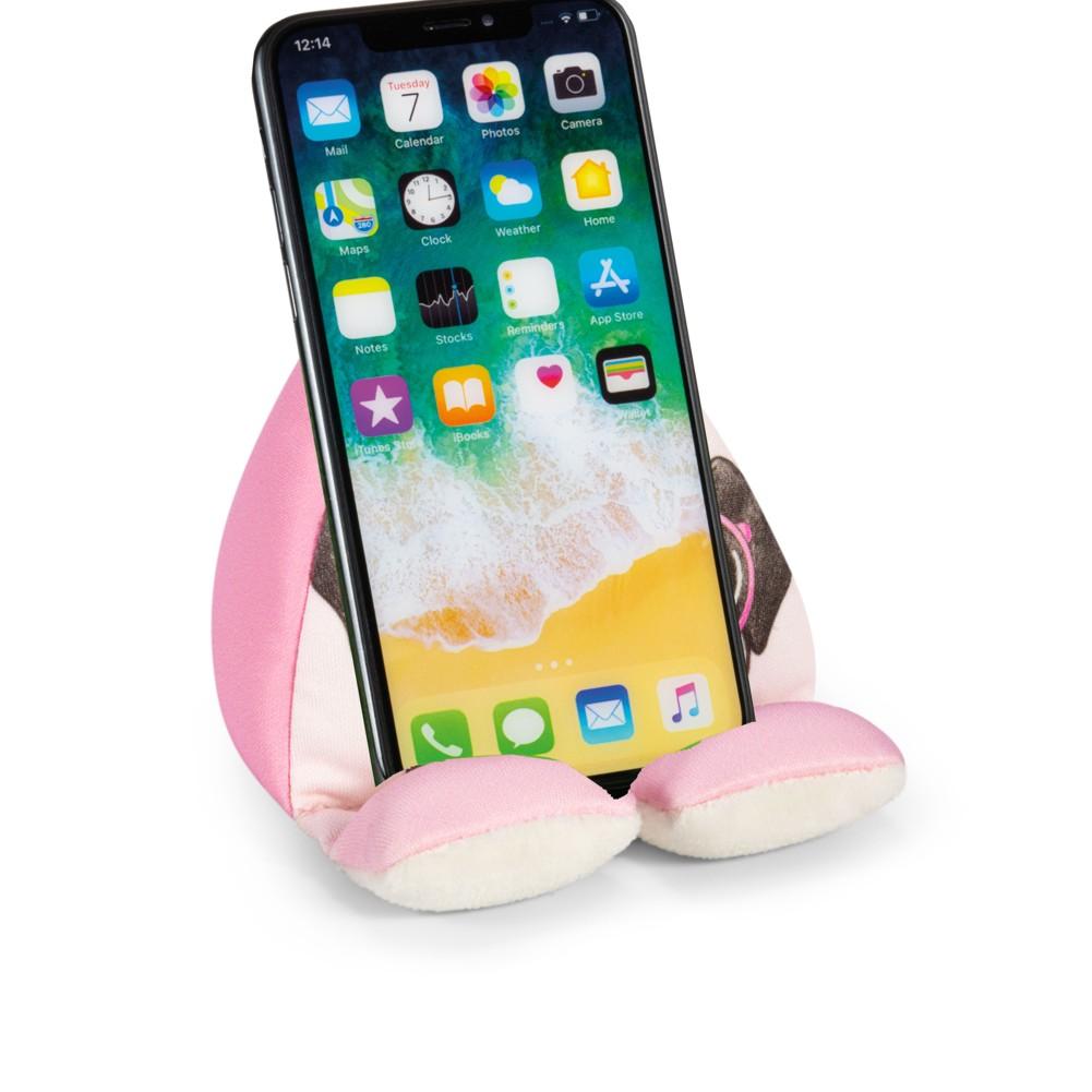 Beispielinhalt (Bild) Plusheez Handykissen (Hund) | pink | Handyhalter | Aufsteller für Handys, Mini-Tablets und E-Reader | Passend für alle Handys | Mit Mikrofaserfläche zum Reinigen von Displays