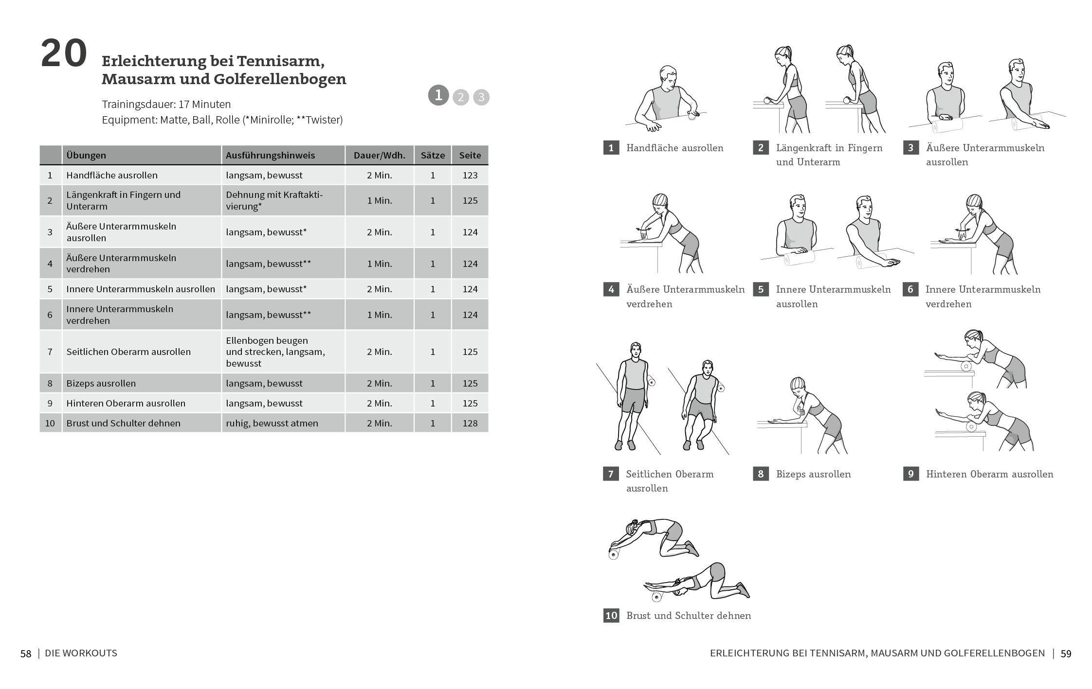 Beispielinhalt (Bild) 50 Workouts mit Faszienrolle und Ball