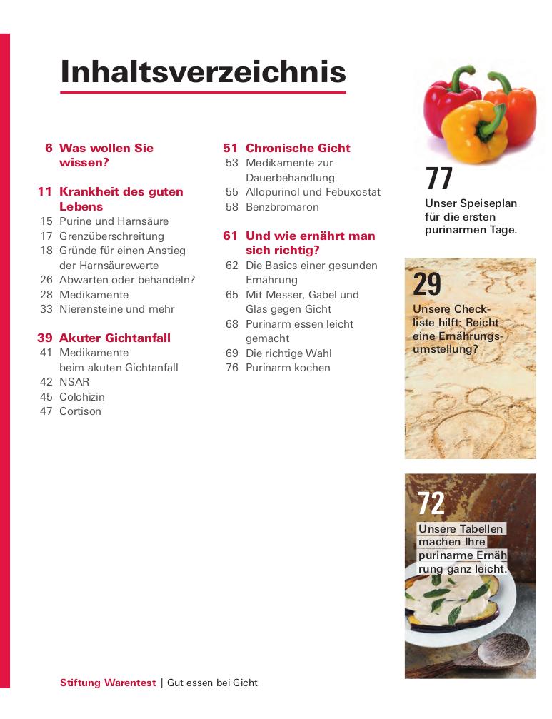 Beispielinhalt (Bild) Gut essen bei Gicht