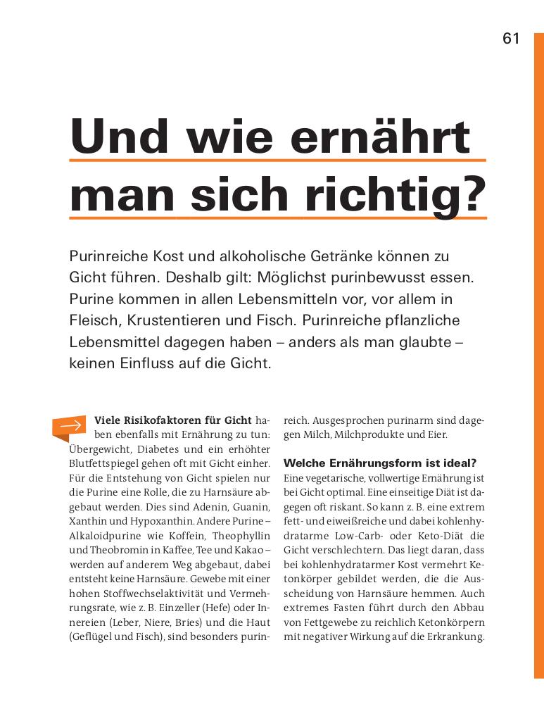 Beispielinhalt (Bild) Gut essen bei Gicht
