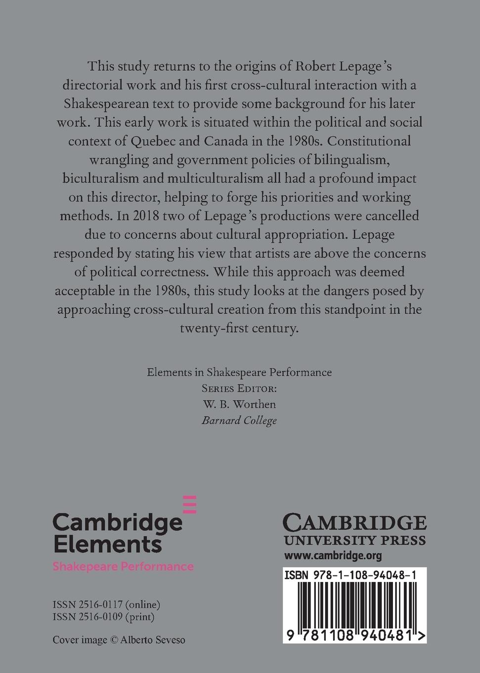 Rückseitencover Robert Lepage's Intercultural Encounters