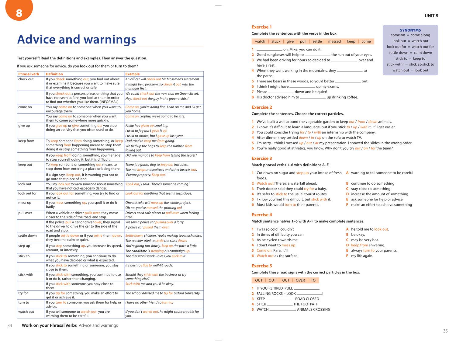Beispielinhalt (Bild) Collins Work on Your Phrasal Verbs