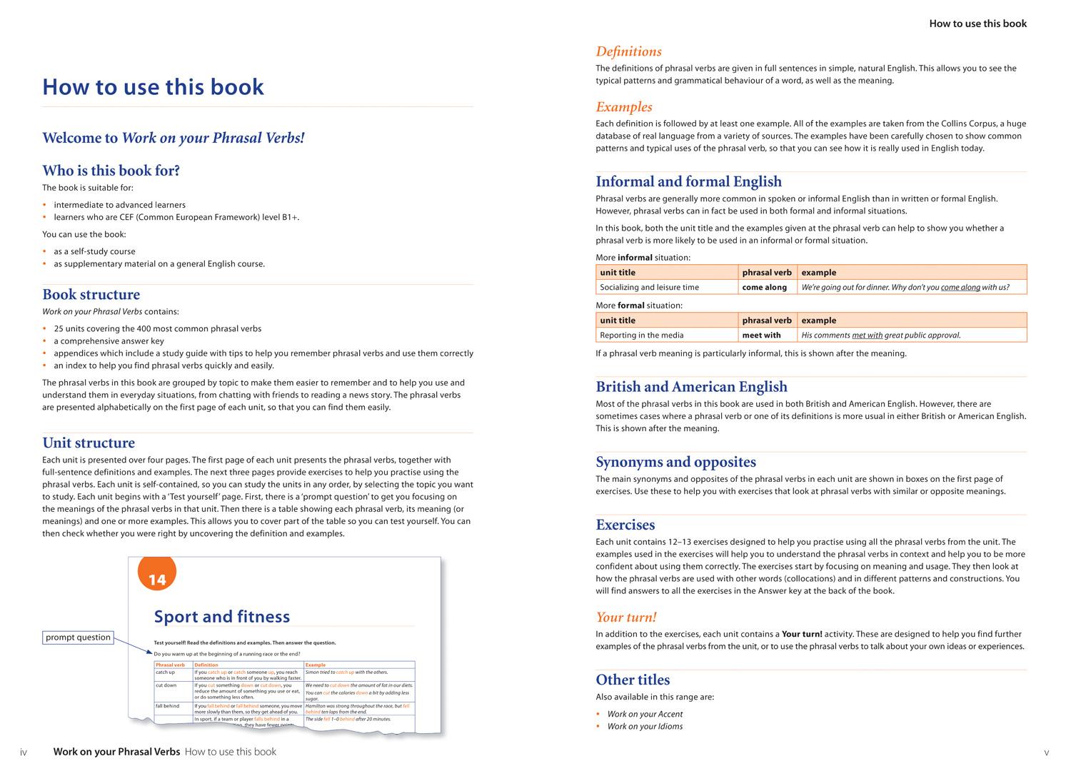 Beispielinhalt (Bild) Collins Work on Your Phrasal Verbs
