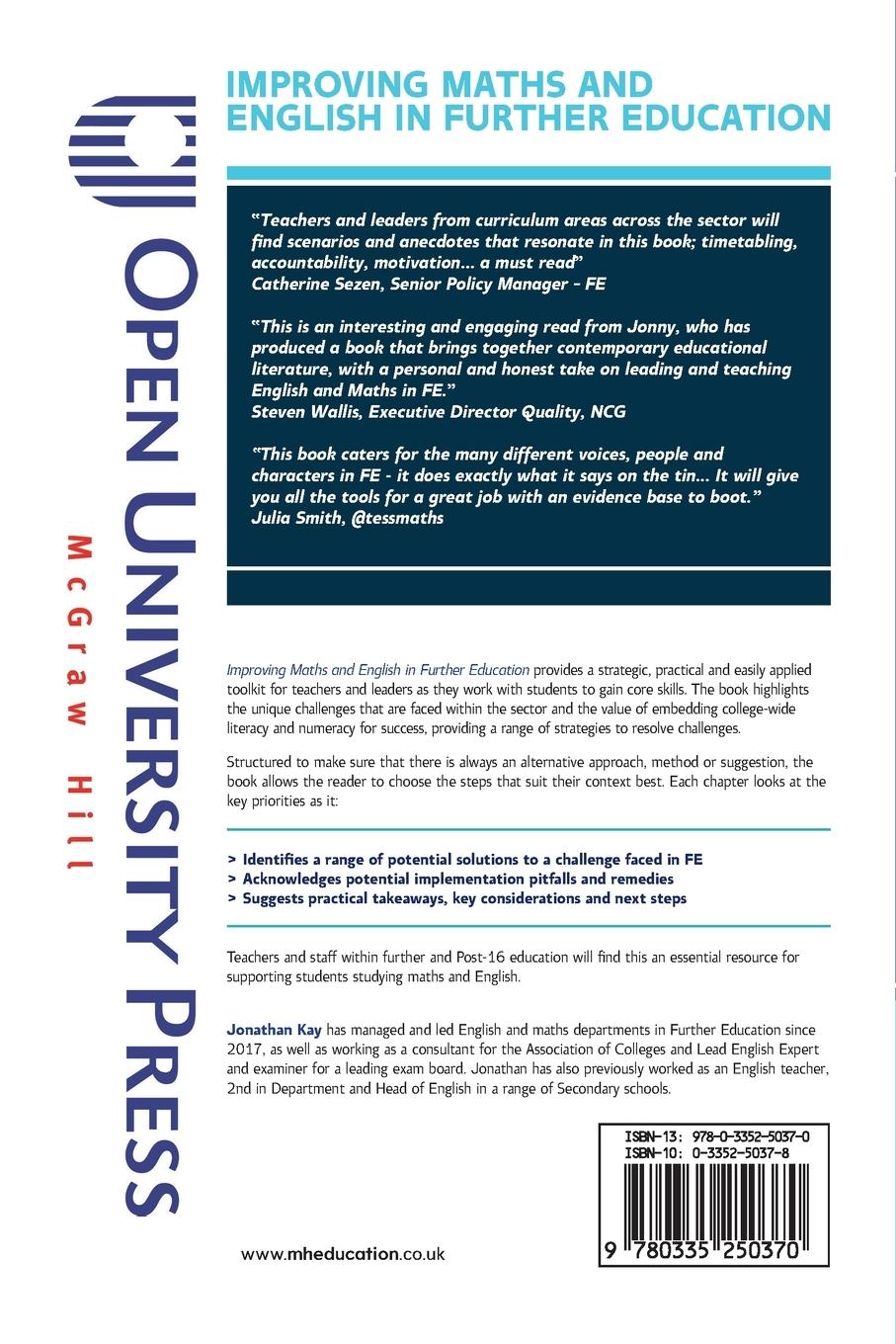Rückseitencover Improving Maths and English: In Further Education