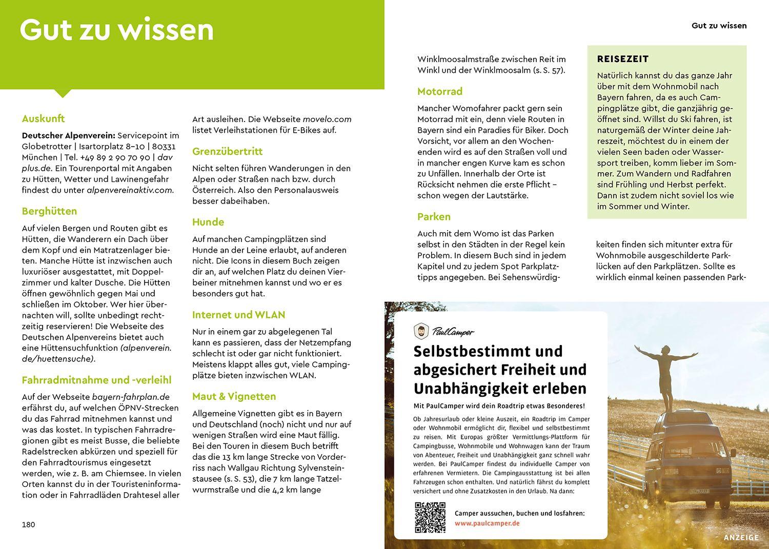 Beispielinhalt (Bild) MARCO POLO Camper Guide Bayern