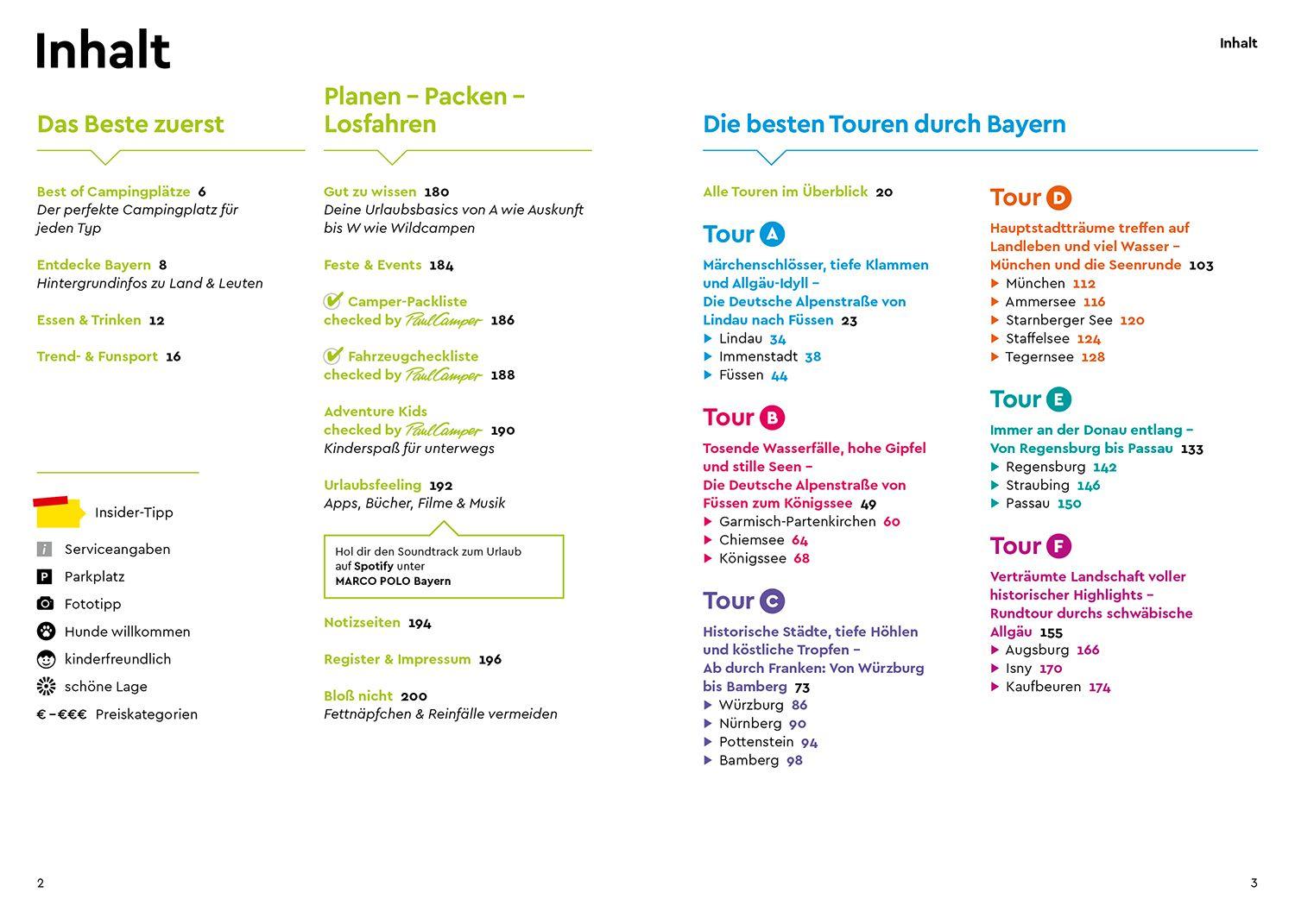 Beispielinhalt (Bild) MARCO POLO Camper Guide Bayern