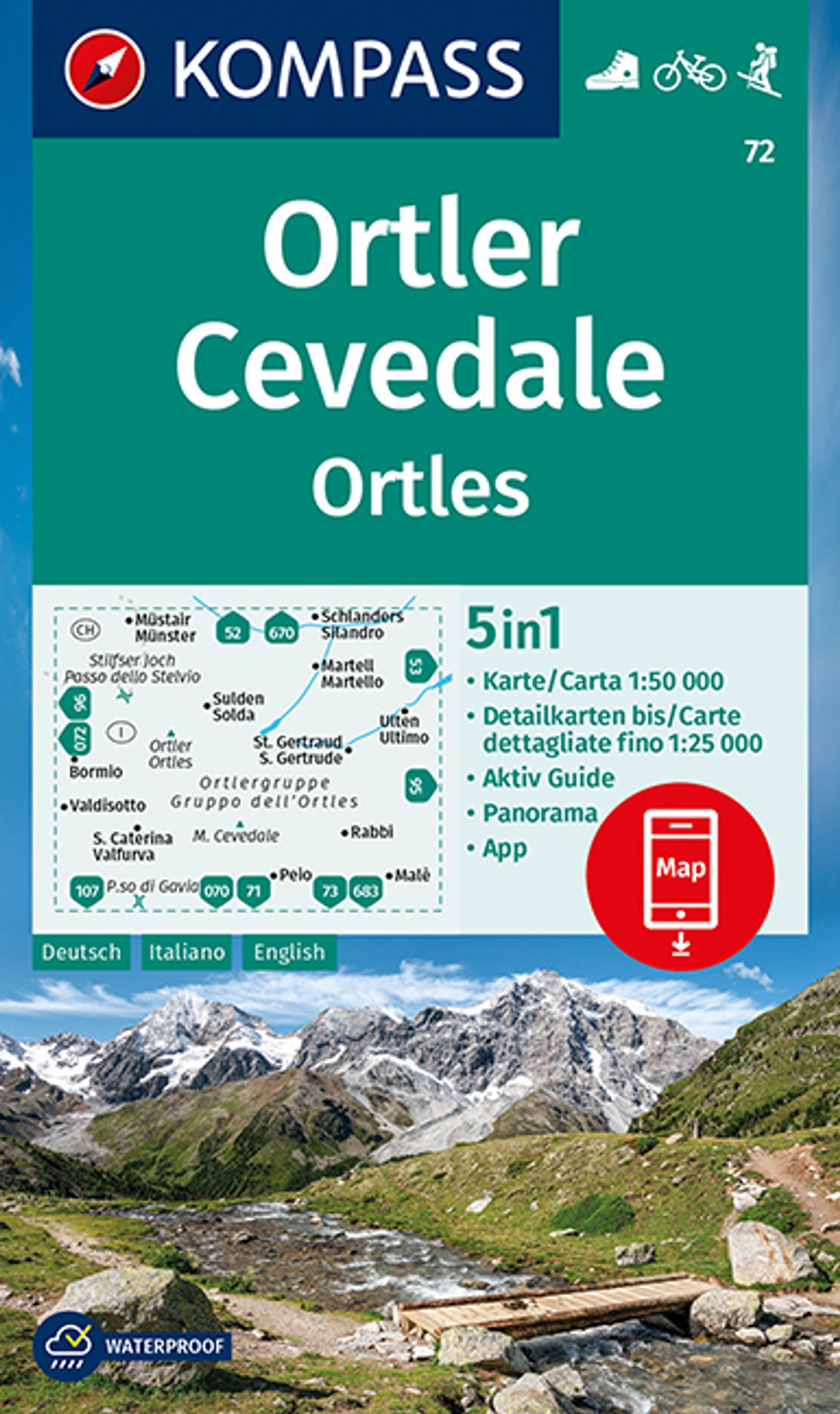 Vorderes Coverbild KOMPASS Wanderkarte 72 Ortler/Ortles, Cevedale 1:50.000