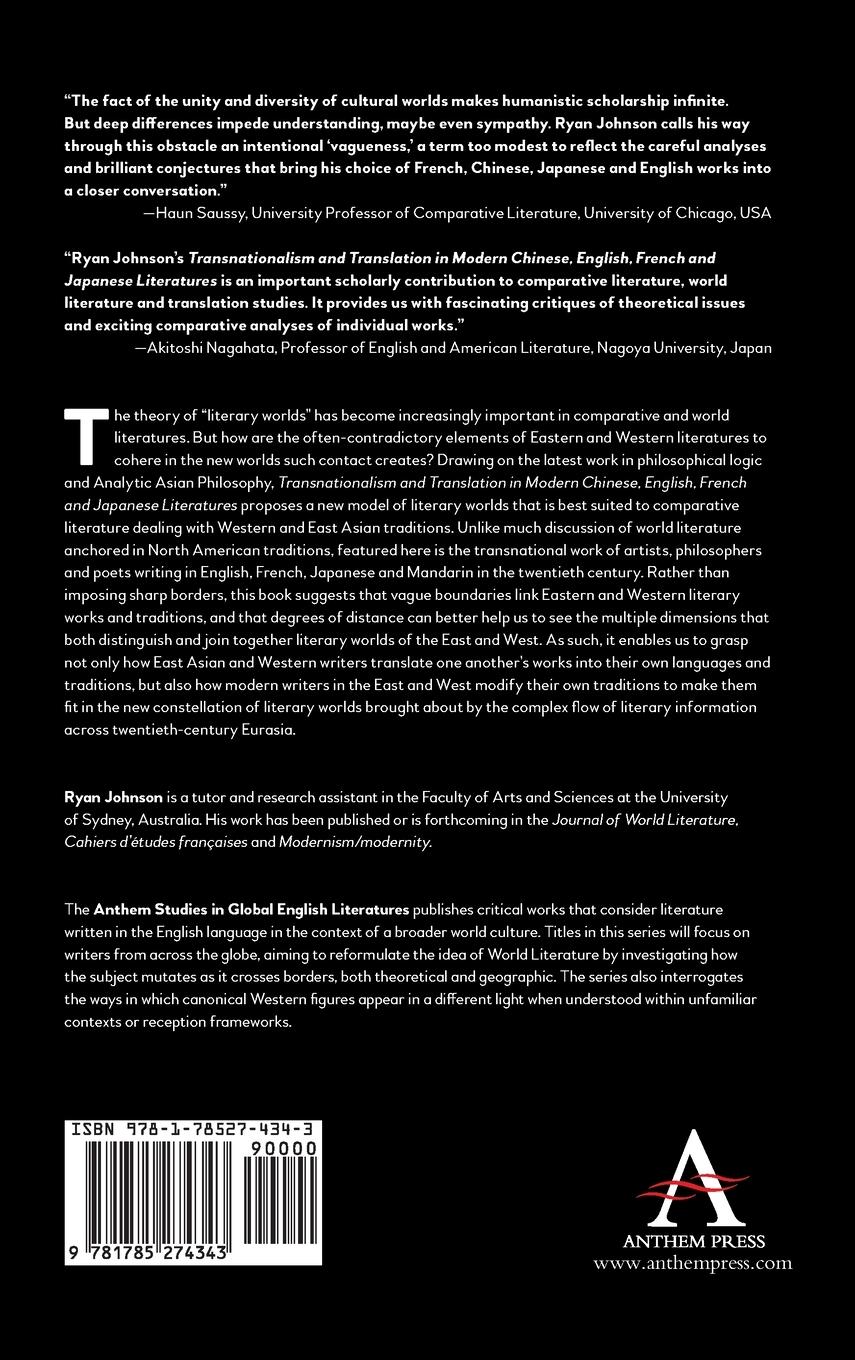 Rückseitencover Transnationalism and Translation in Modern Chinese, English, French and Japanese Literatures