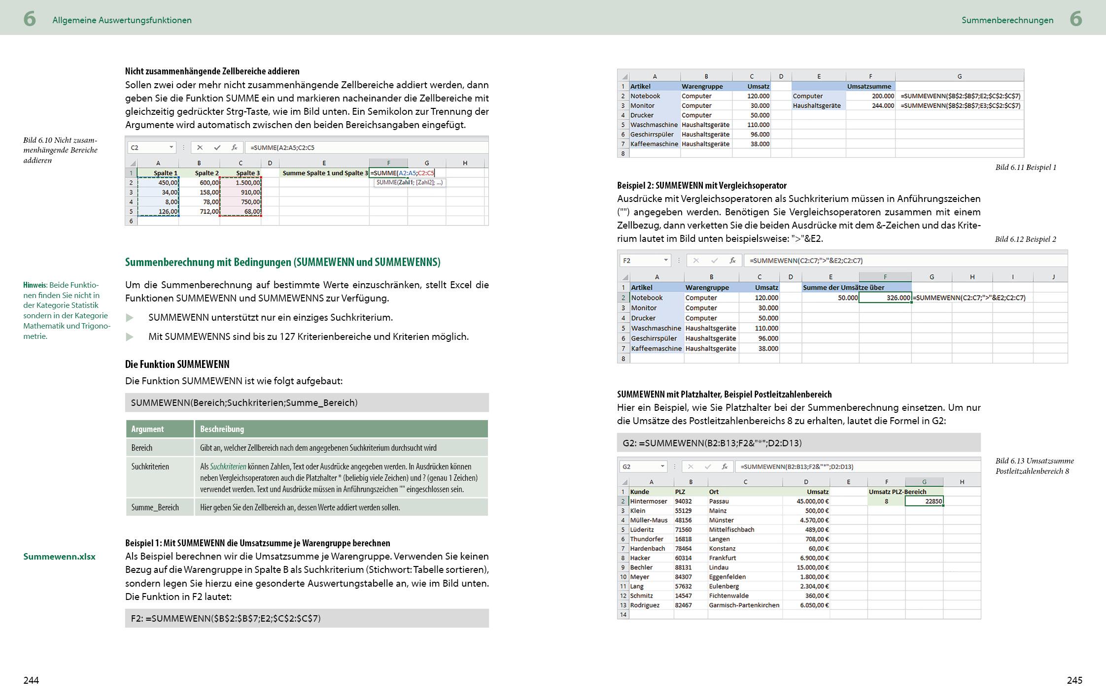 Beispielinhalt (Bild) Excel Formeln und Funktionen: Profiwissen im praktischen Einsatz