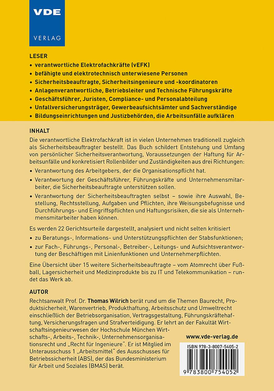 Rückseitencover Arbeitsschutzverantwortung für Sicherheitsbeauftragte
