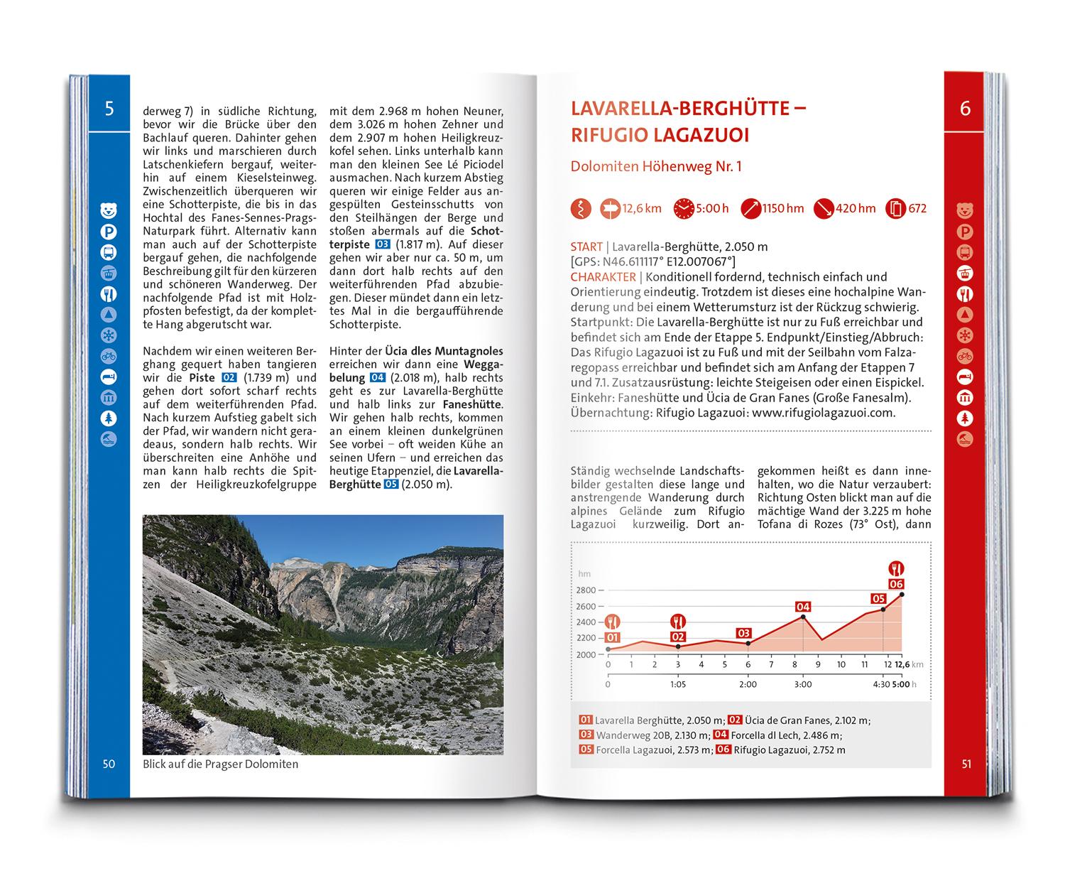 Beispielinhalt (Bild) KOMPASS Wanderführer Dolomiten Höhenweg 1 bis 3, 71 Touren