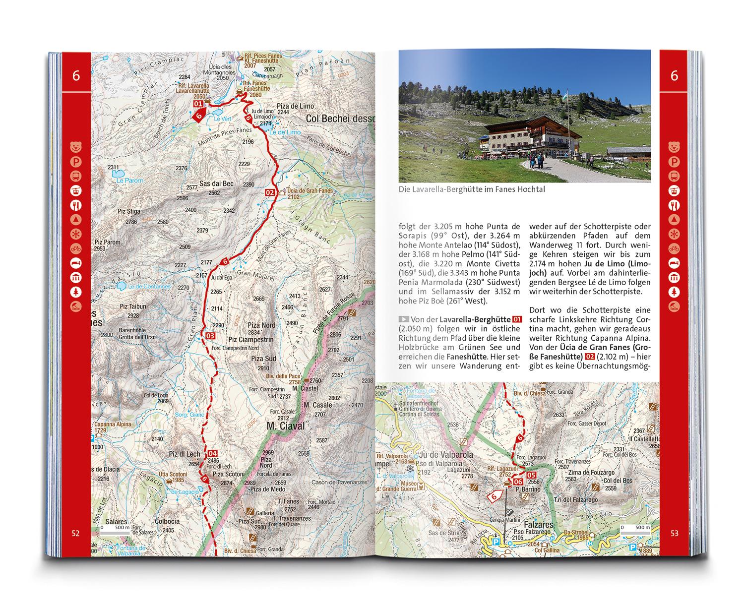 Beispielinhalt (Bild) KOMPASS Wanderführer Dolomiten Höhenweg 1 bis 3, 71 Touren