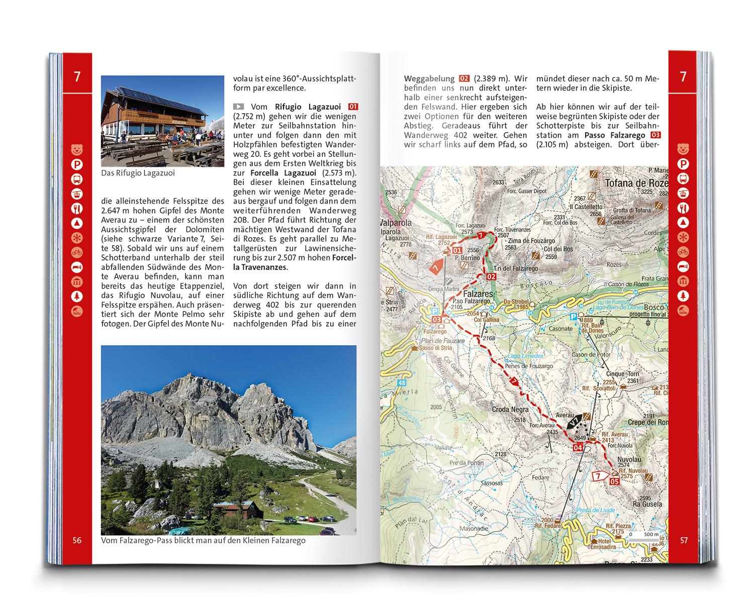 Beispielinhalt (Bild) KOMPASS Wanderführer Dolomiten Höhenweg 1 bis 3, 71 Touren
