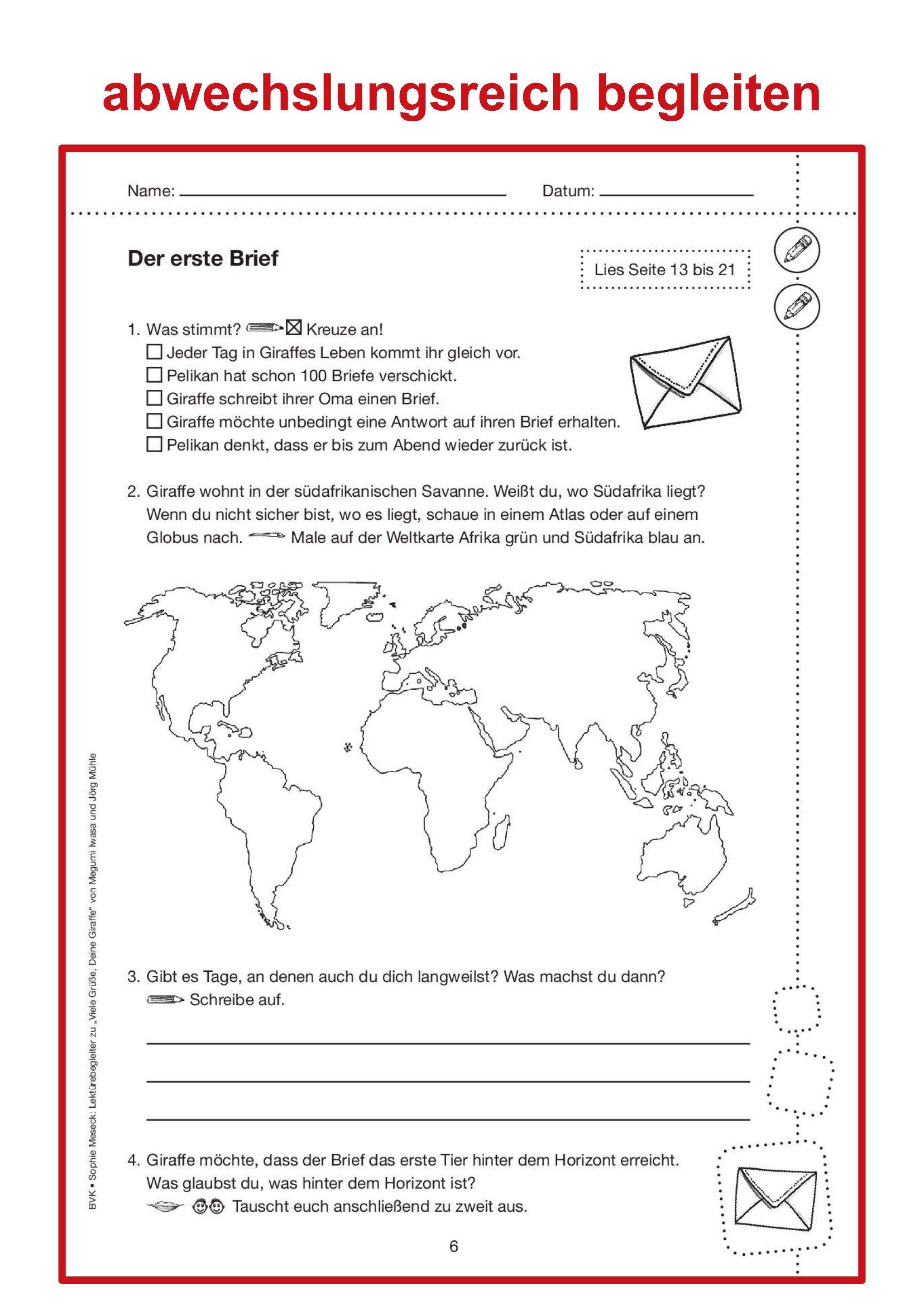 Beispielinhalt (Bild) Viele Grüße, Deine Giraffe- Lektürebegleiter - kompakt und differenziert