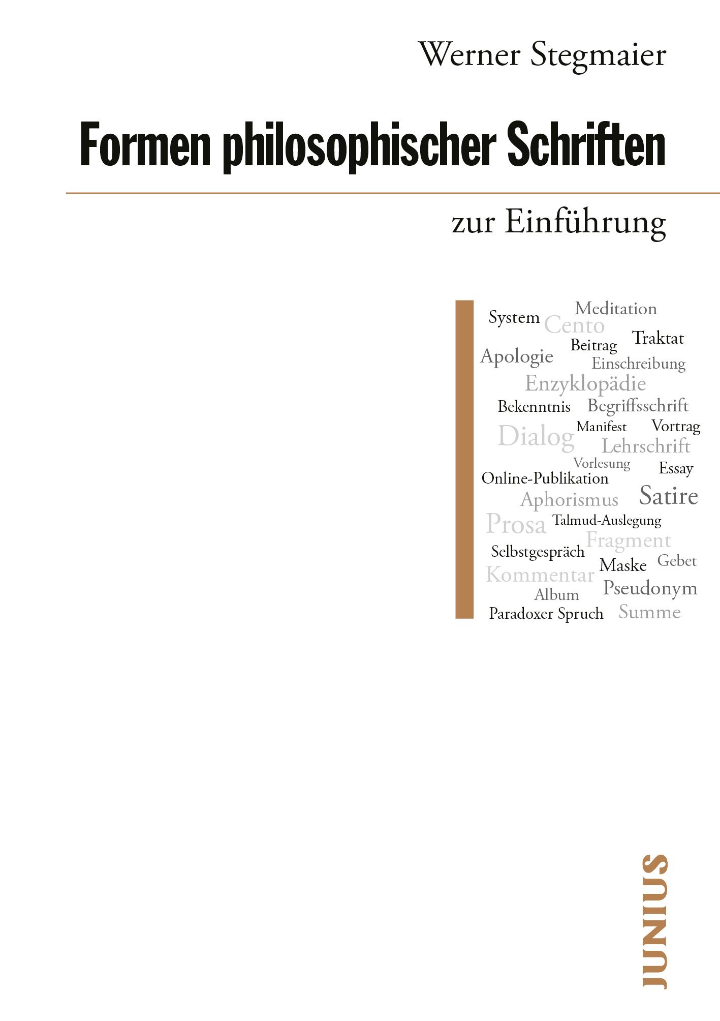 Vorderes Coverbild Formen philosophischer Schriften zur Einführung