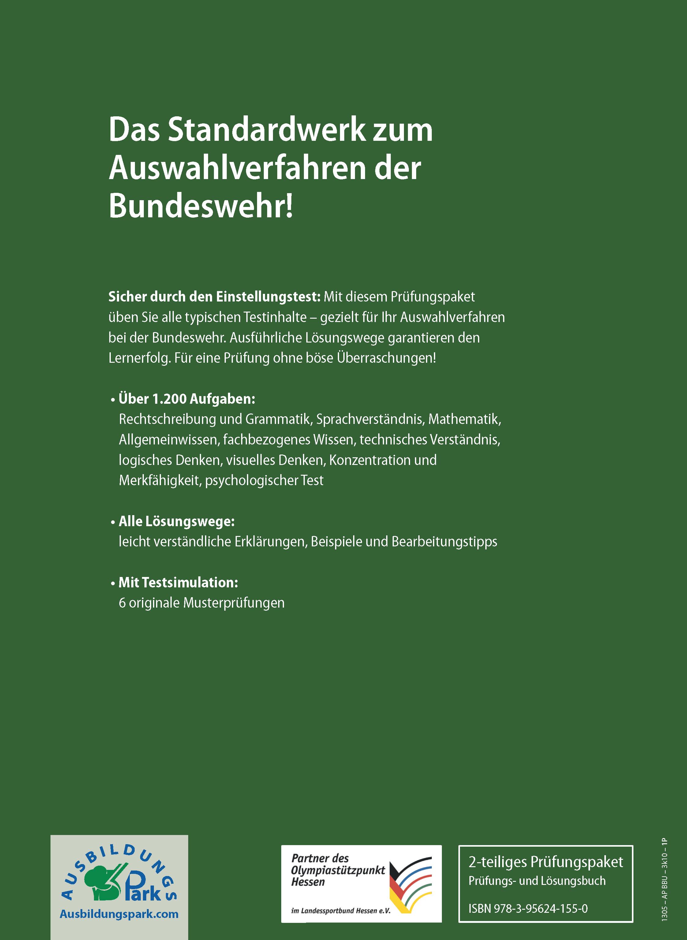 Rückseitencover Einstellungstest Bundeswehr: Prüfungspaket mit Testsimulation