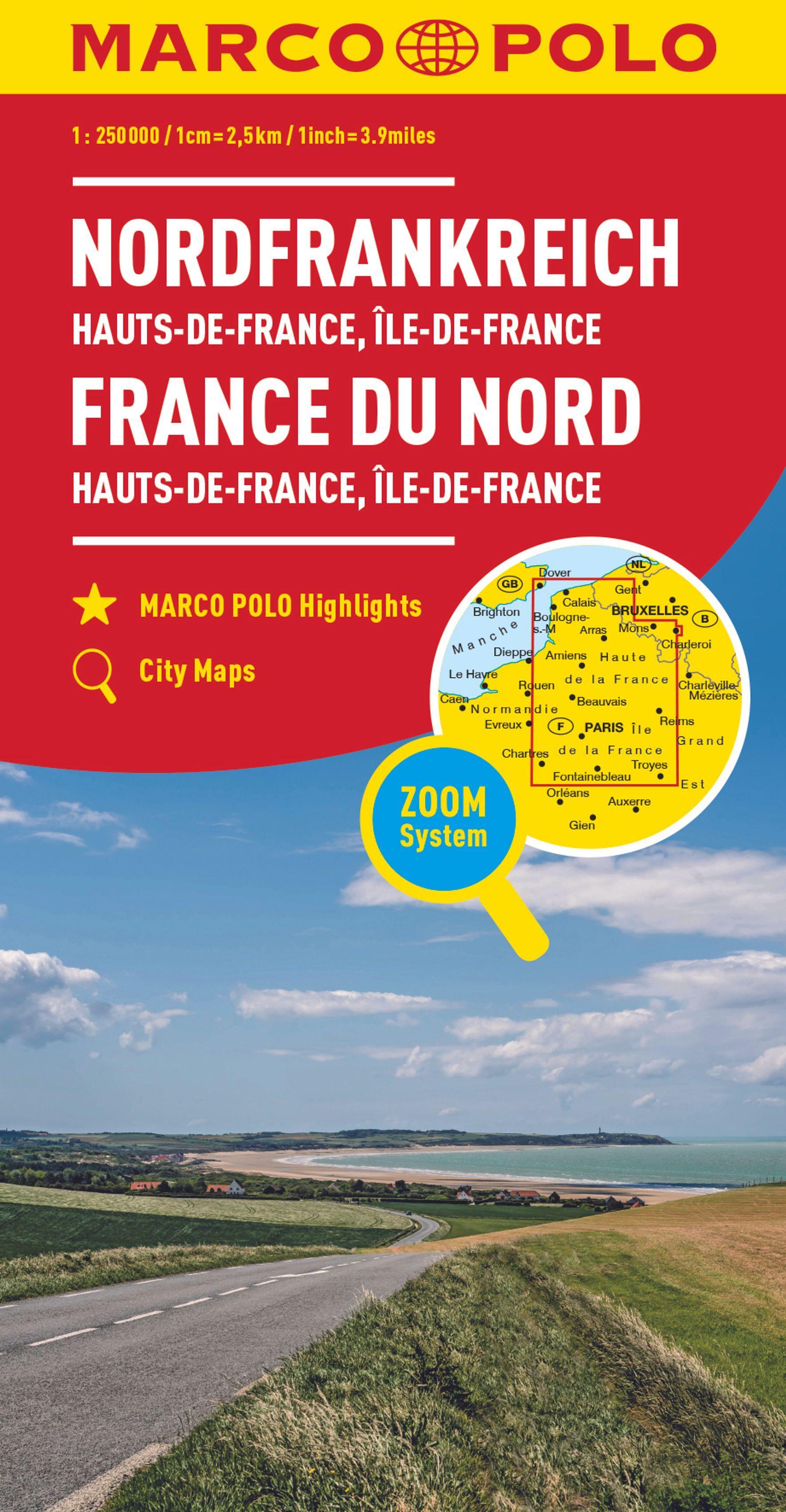 Vorderes Coverbild MARCO POLO Regionalkarte Hauts-de-France, Île-de-France 1:300.000