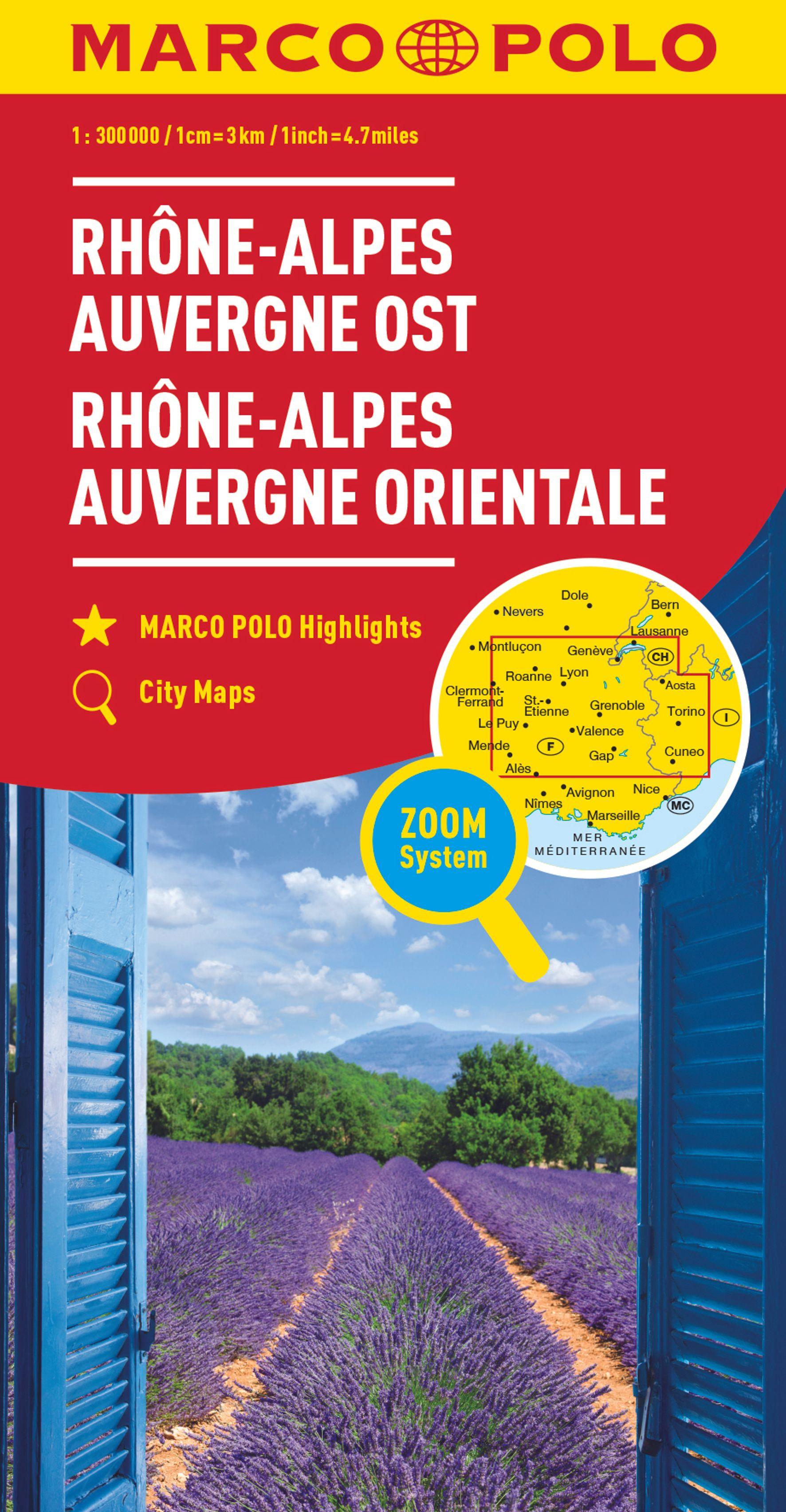 Vorderes Coverbild MARCO POLO Regionalkarte Rhône-Alpes, Auvergne Ost 1:300.000