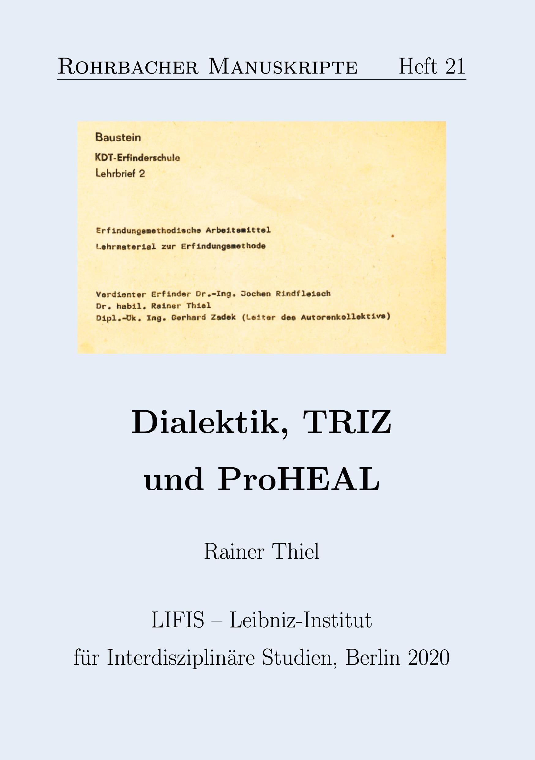 Vorderes Coverbild Dialektik, TRIZ und ProHEAL