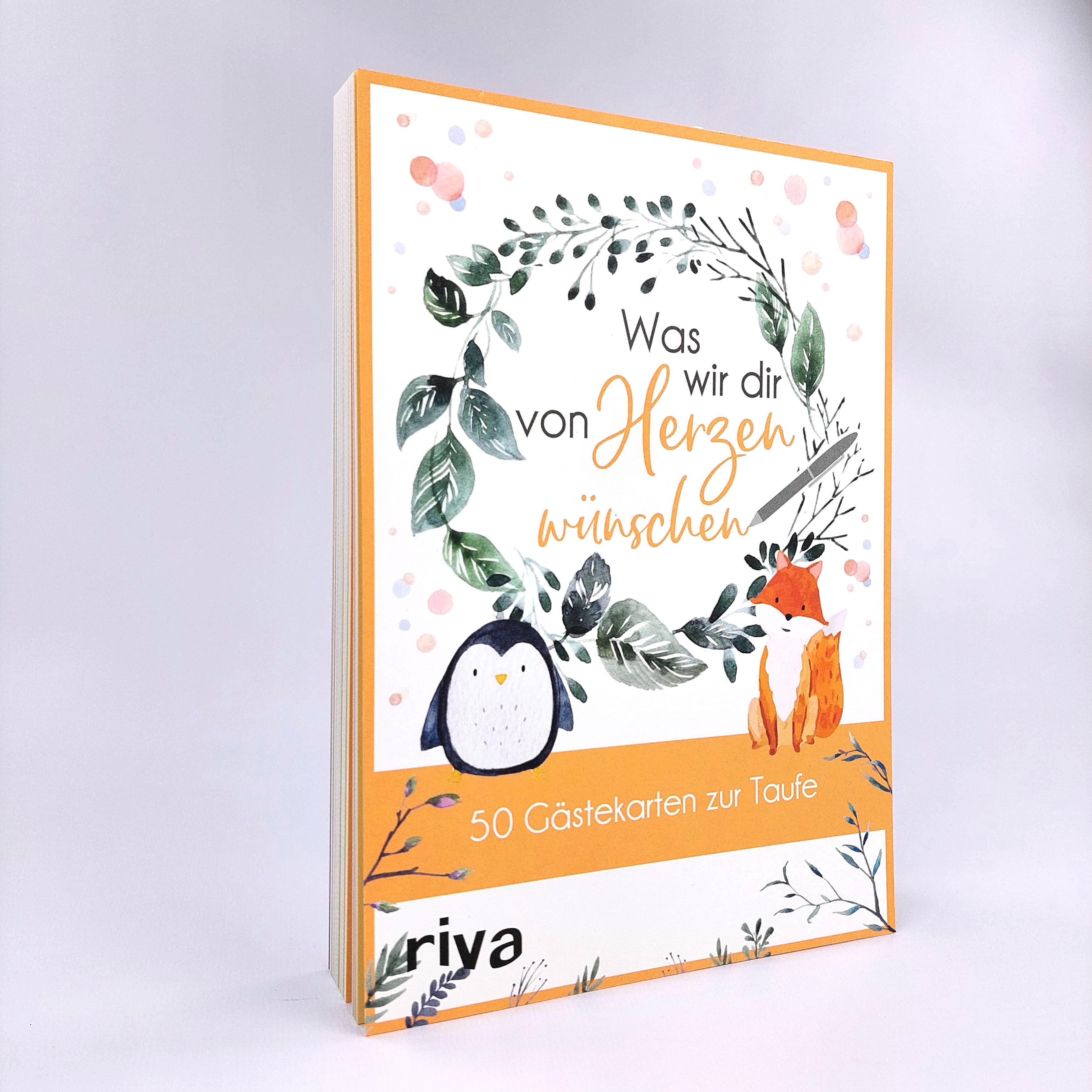 Beispielinhalt (Bild) Was wir dir von Herzen wünschen - 50 Gästekarten zur Taufe