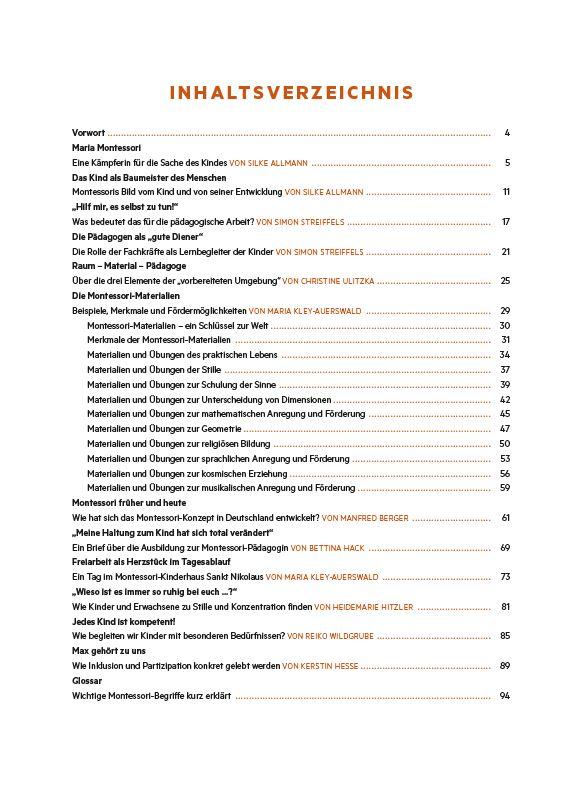 Beispielinhalt (Bild) Montessori-Praxis in der Kita