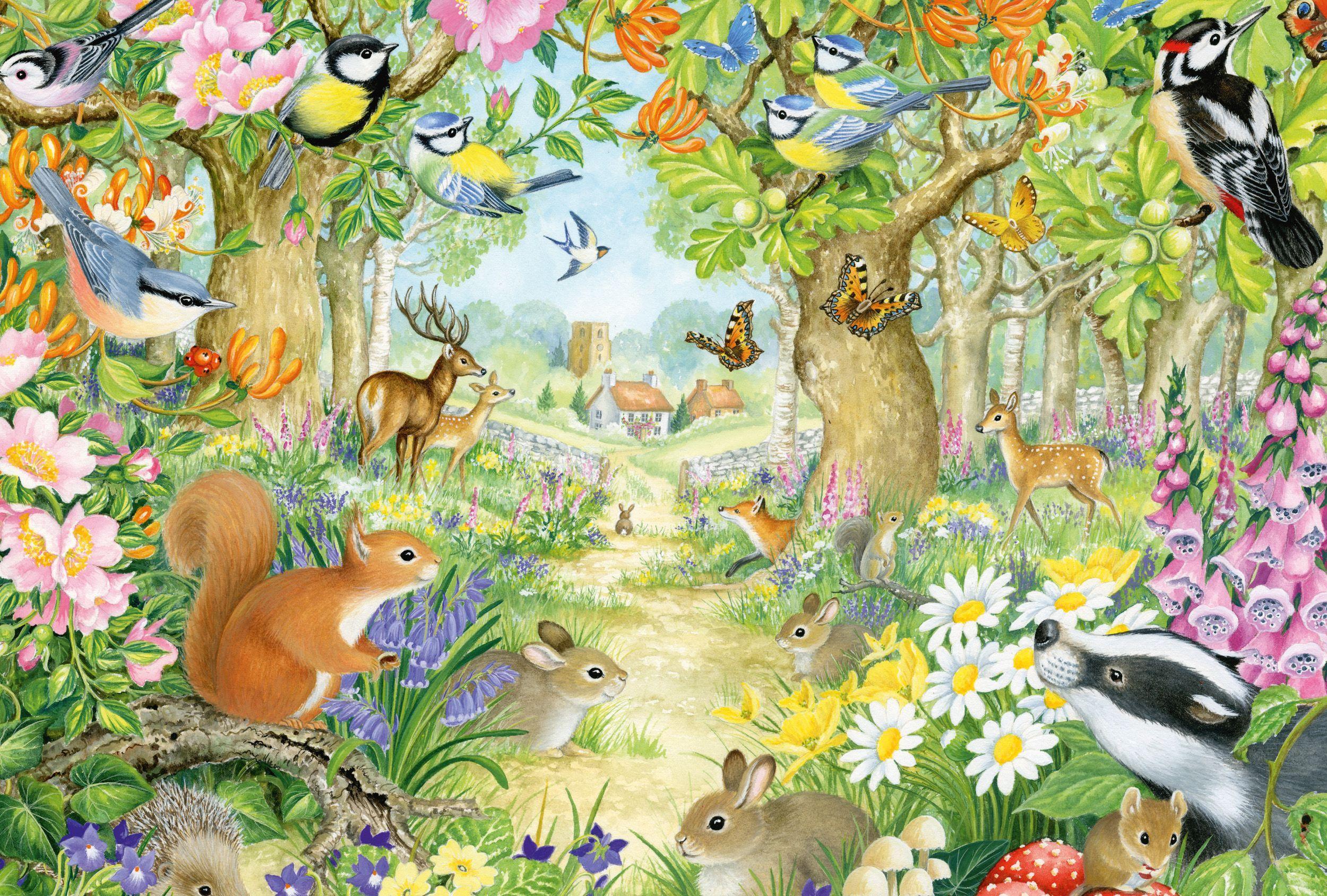 Beispielinhalt (Bild) Tiere im Wald. Puzzle 100 Teile
