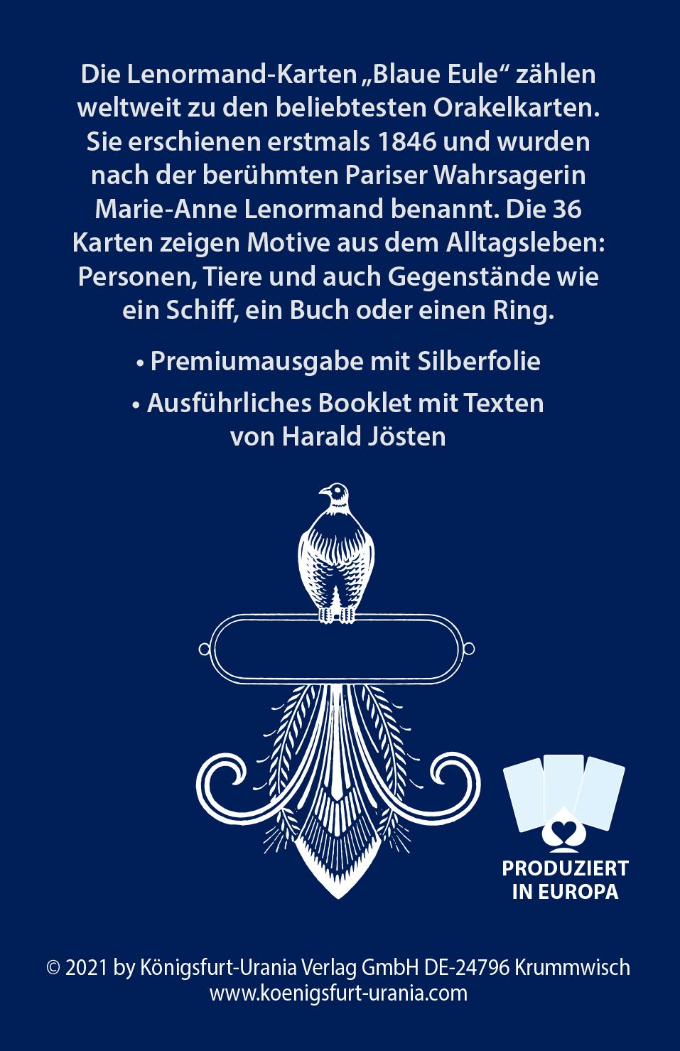 Rückseitencover Lenormand Blaue Eule