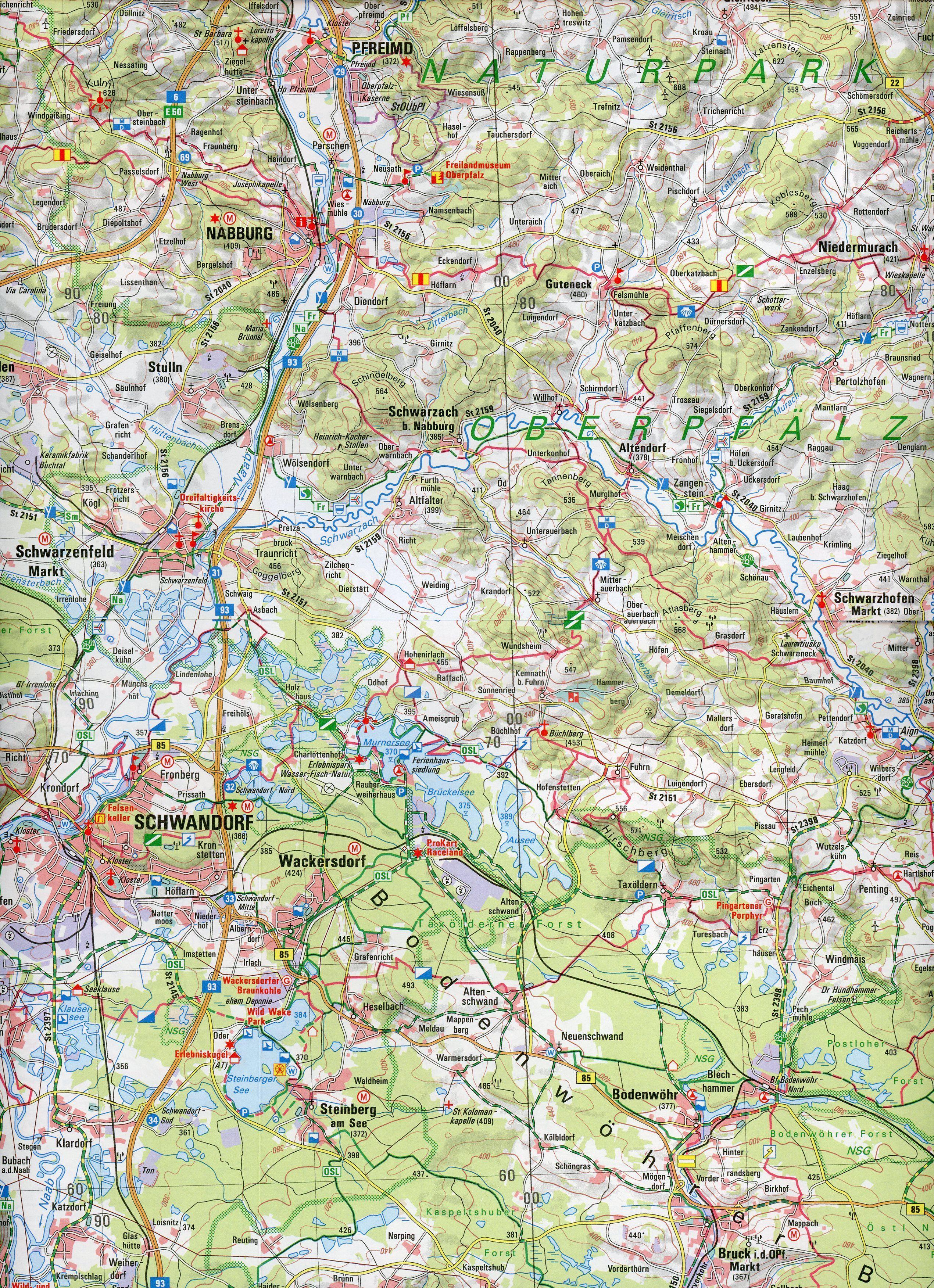 Beispielinhalt (Bild) Oberpfälzer Wald 1 : 100 000