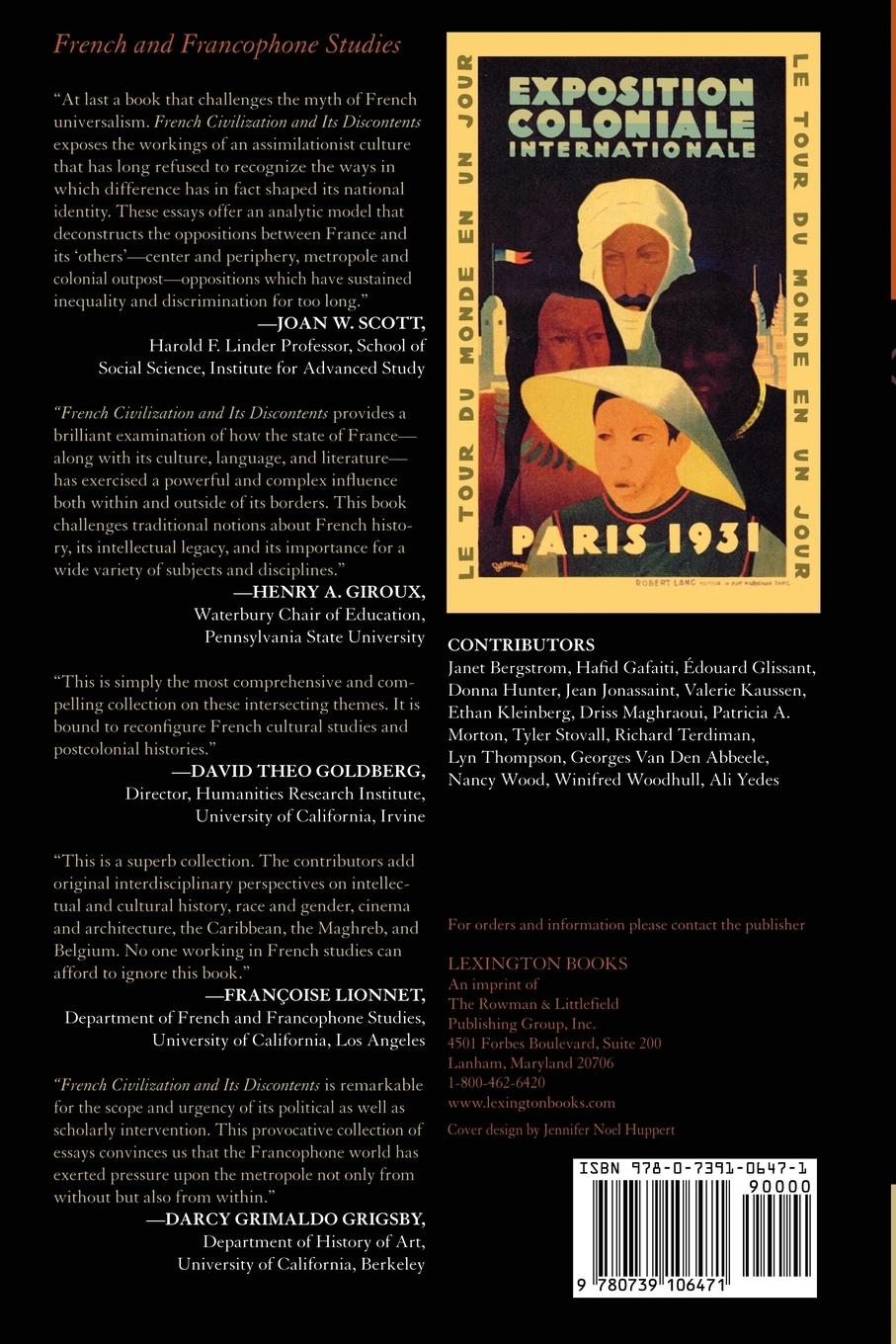 Rückseitencover French Civilization and Its Discontents