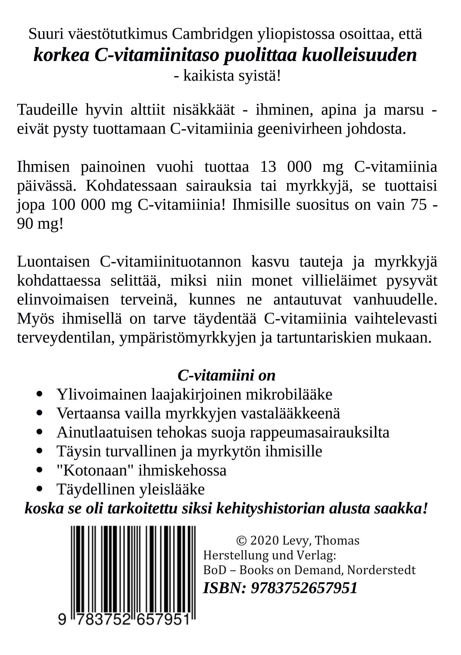 Rückseitencover C-Vitamiini - Luonnon Yleislääke
