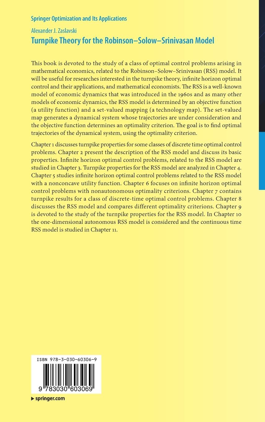 Rückseitencover Turnpike Theory for the Robinson-Solow-Srinivasan Model
