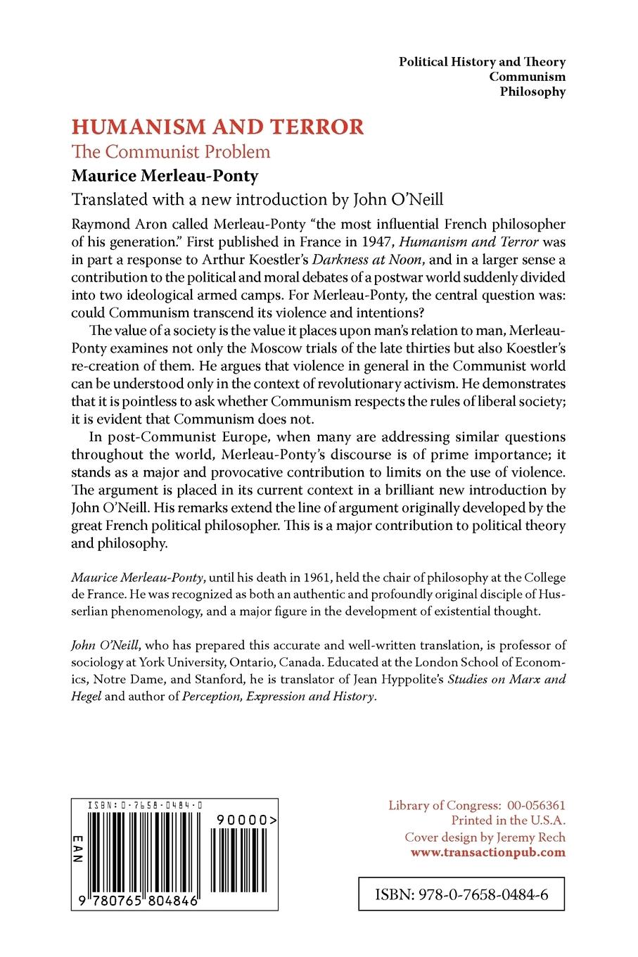 Rückseitencover Humanism and Terror