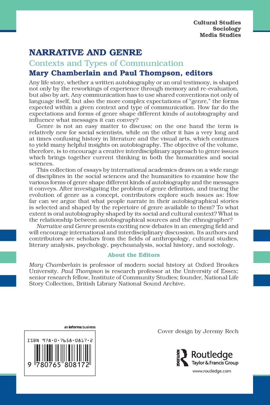 Rückseitencover Narrative and Genre