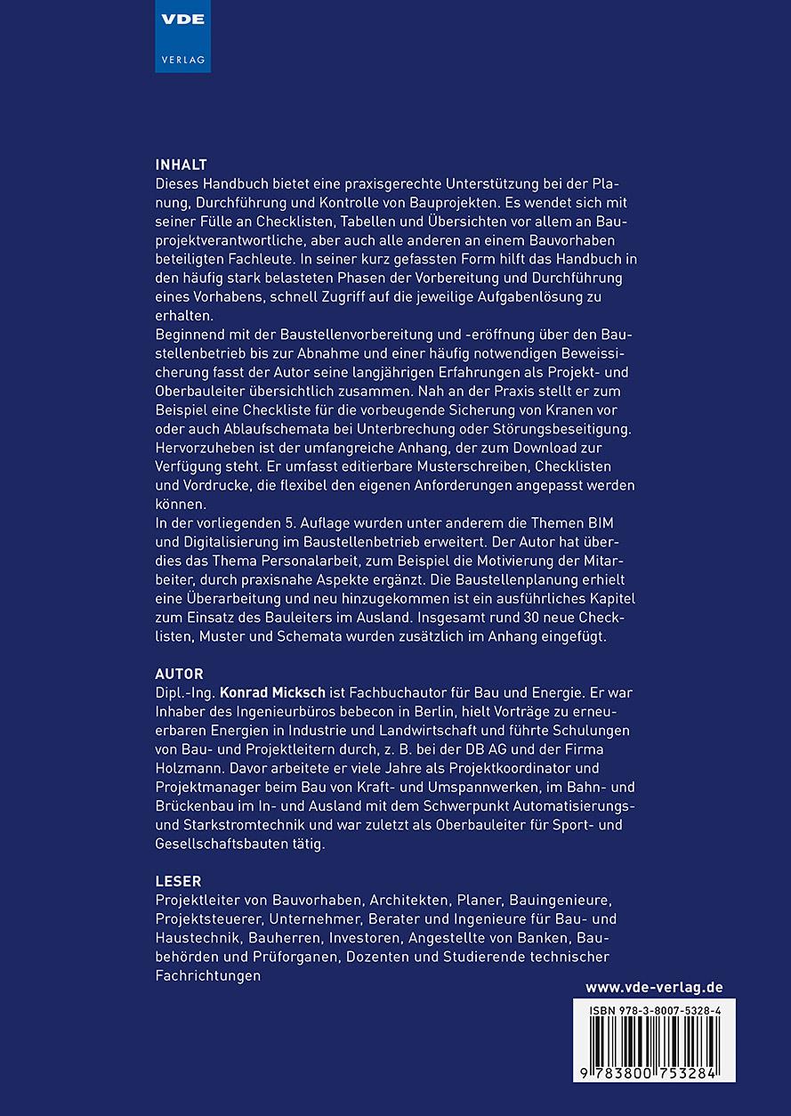 Rückseitencover Die Bauleiterpraxis