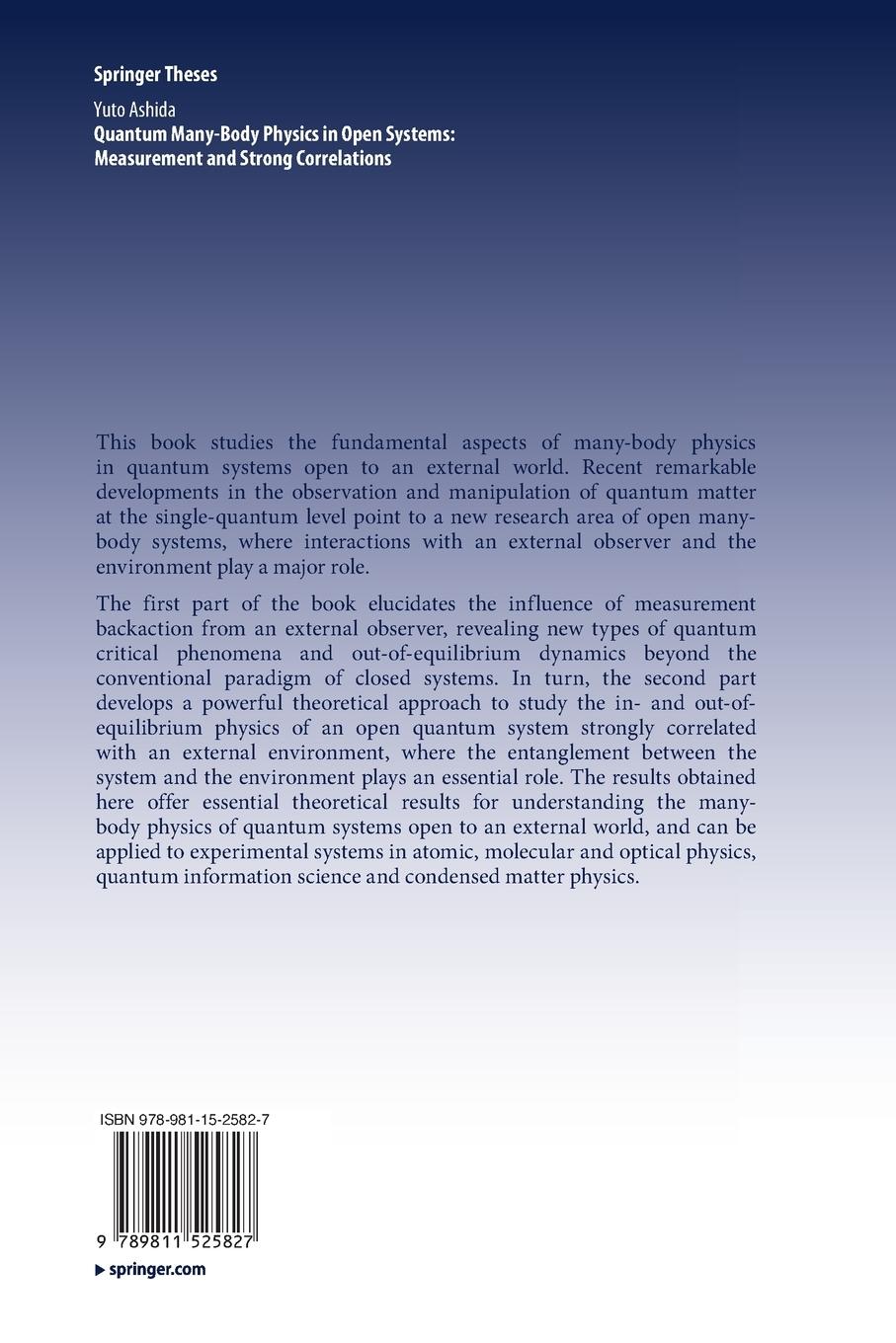 Rückseitencover Quantum Many-Body Physics in Open Systems: Measurement and Strong Correlations