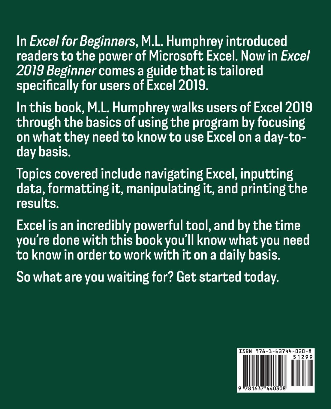 Rückseitencover Excel 2019 Beginner