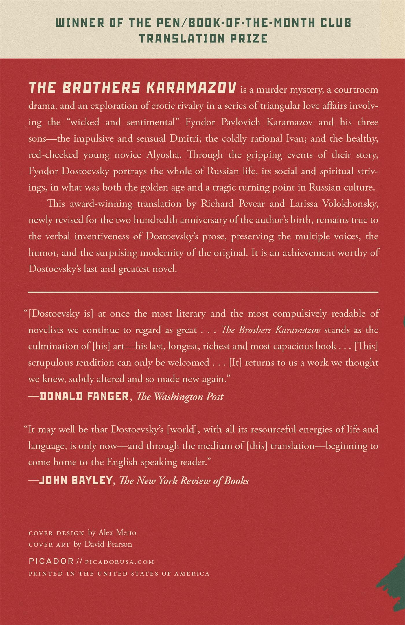 Rückseitencover Brothers Karamazov (Bicentennial Edition)