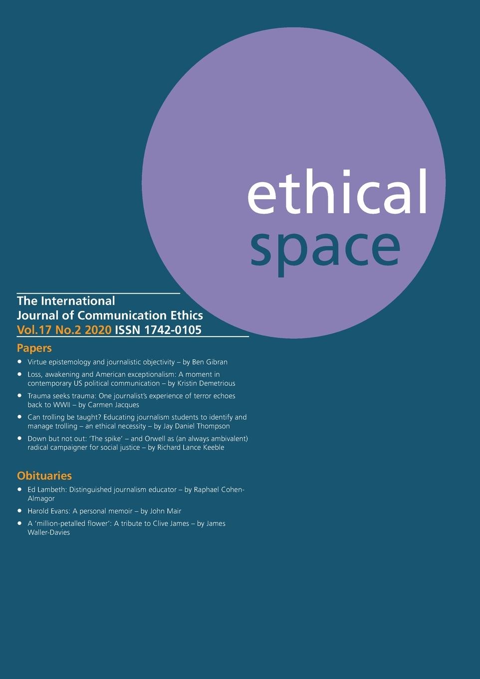 Vorderes Coverbild Ethical Space Vol.17 Issue 2