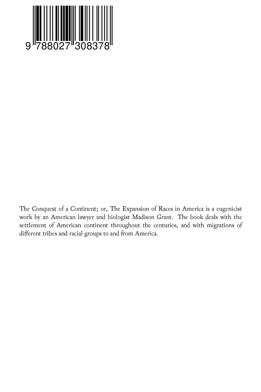 Rückseitencover The Conquest of a Continent; or, The Expansion of Races in America