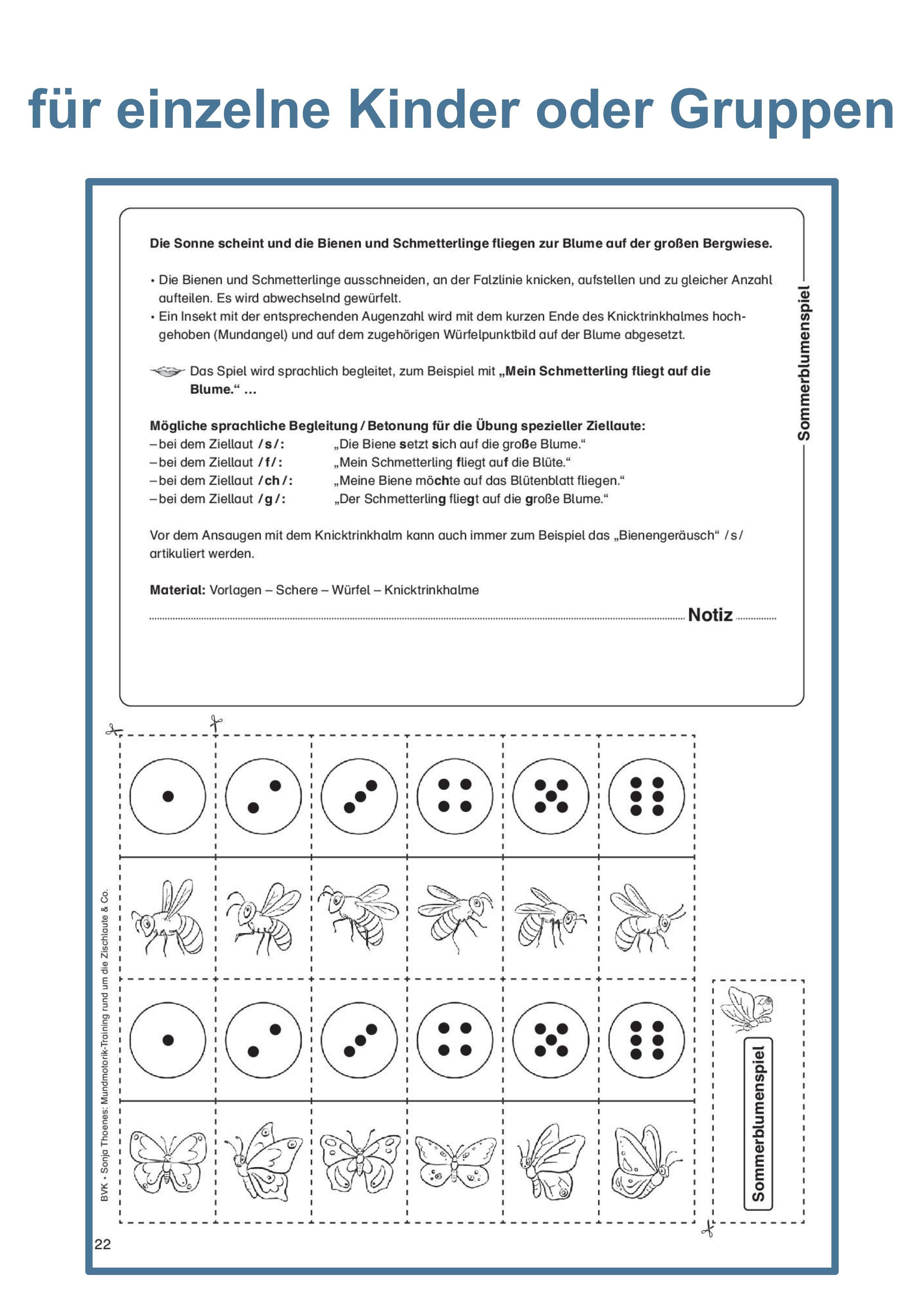 Beispielinhalt (Bild) Mundmotorik-Training rund um die Zischlaute & Co. Materialsammlung. Puste- und Ansaugübungen