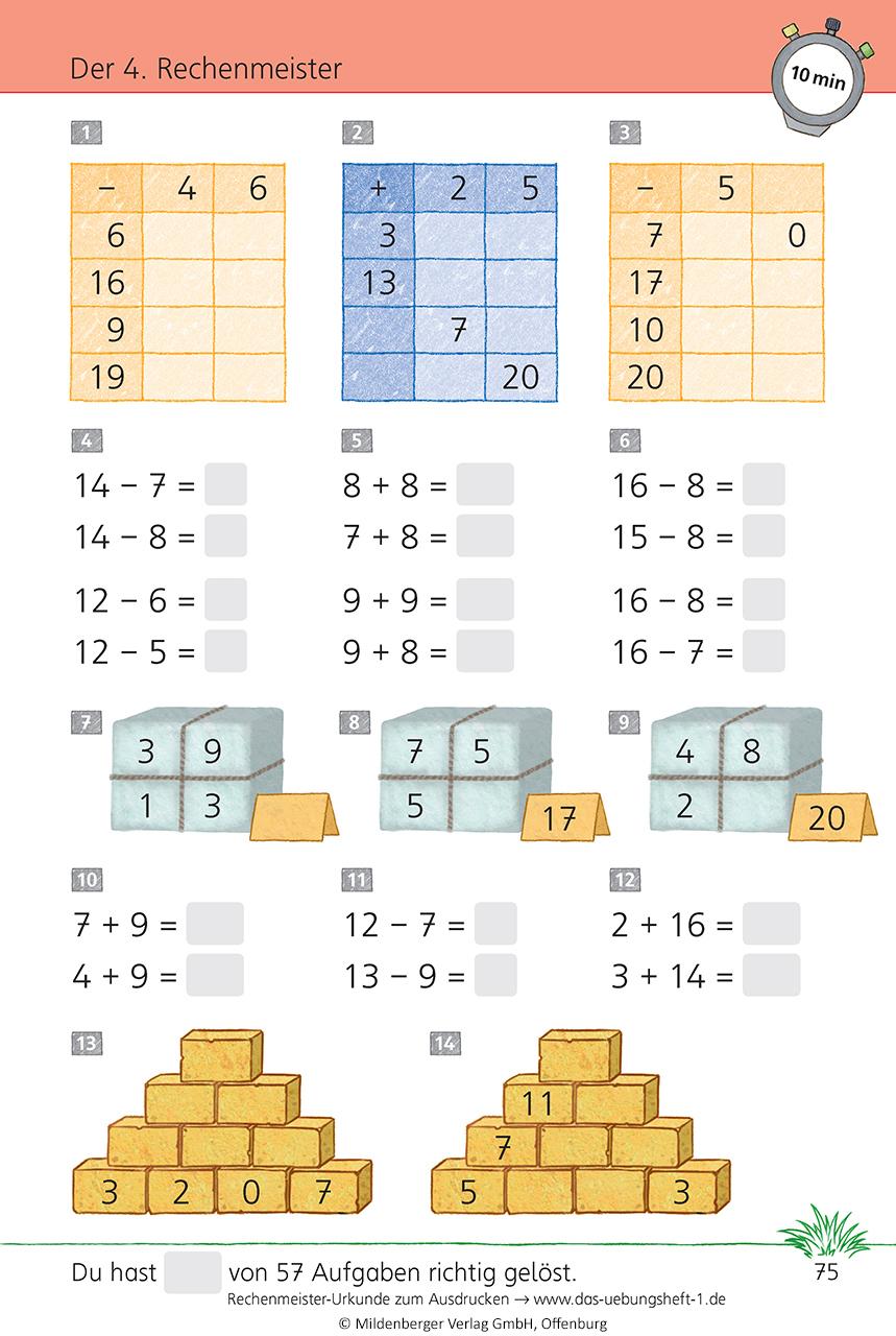 Beispielinhalt (Bild) Das Übungsheft Mathematik 1