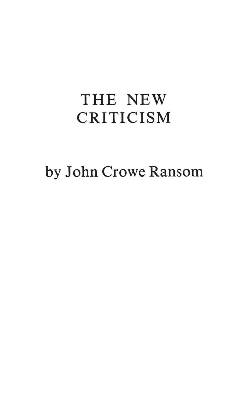Vorderes Coverbild The New Criticism