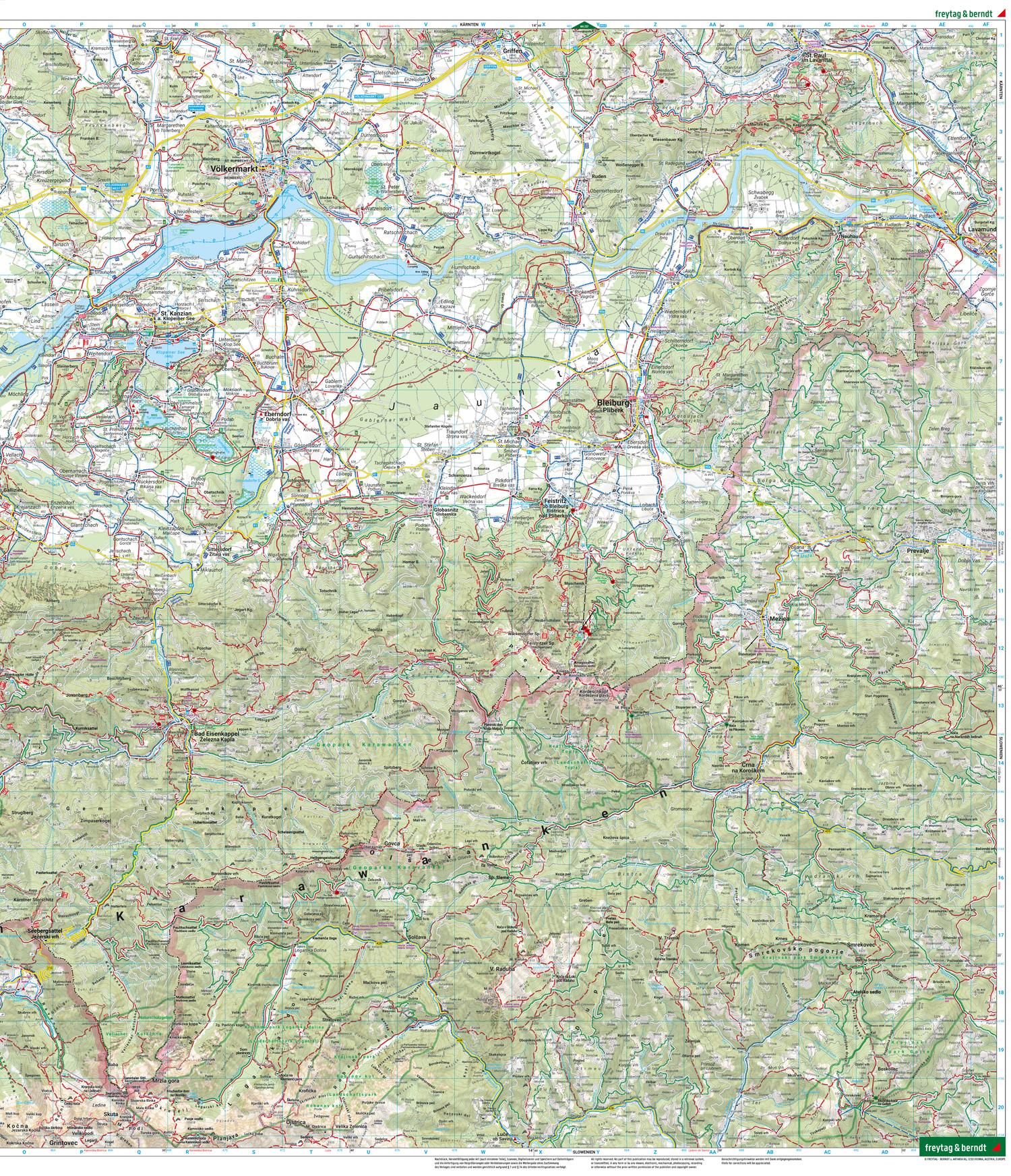 Beispielinhalt (Bild) Südkärnten - Klopeiner See - Völkermarkt - Bleiburg - Karawanken, Wander + Radkarte 1:50.000