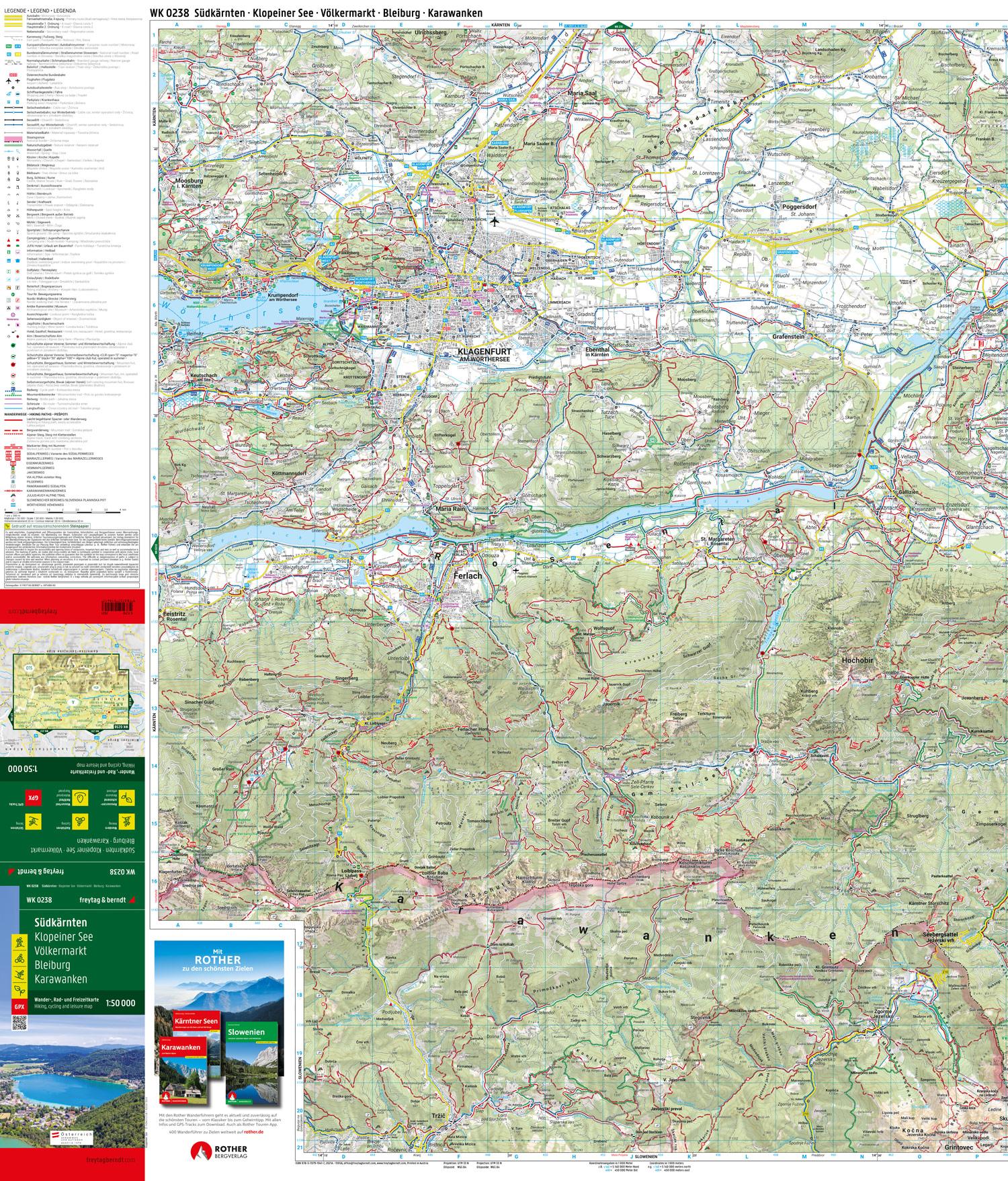 Beispielinhalt (Bild) Südkärnten - Klopeiner See - Völkermarkt - Bleiburg - Karawanken, Wander + Radkarte 1:50.000