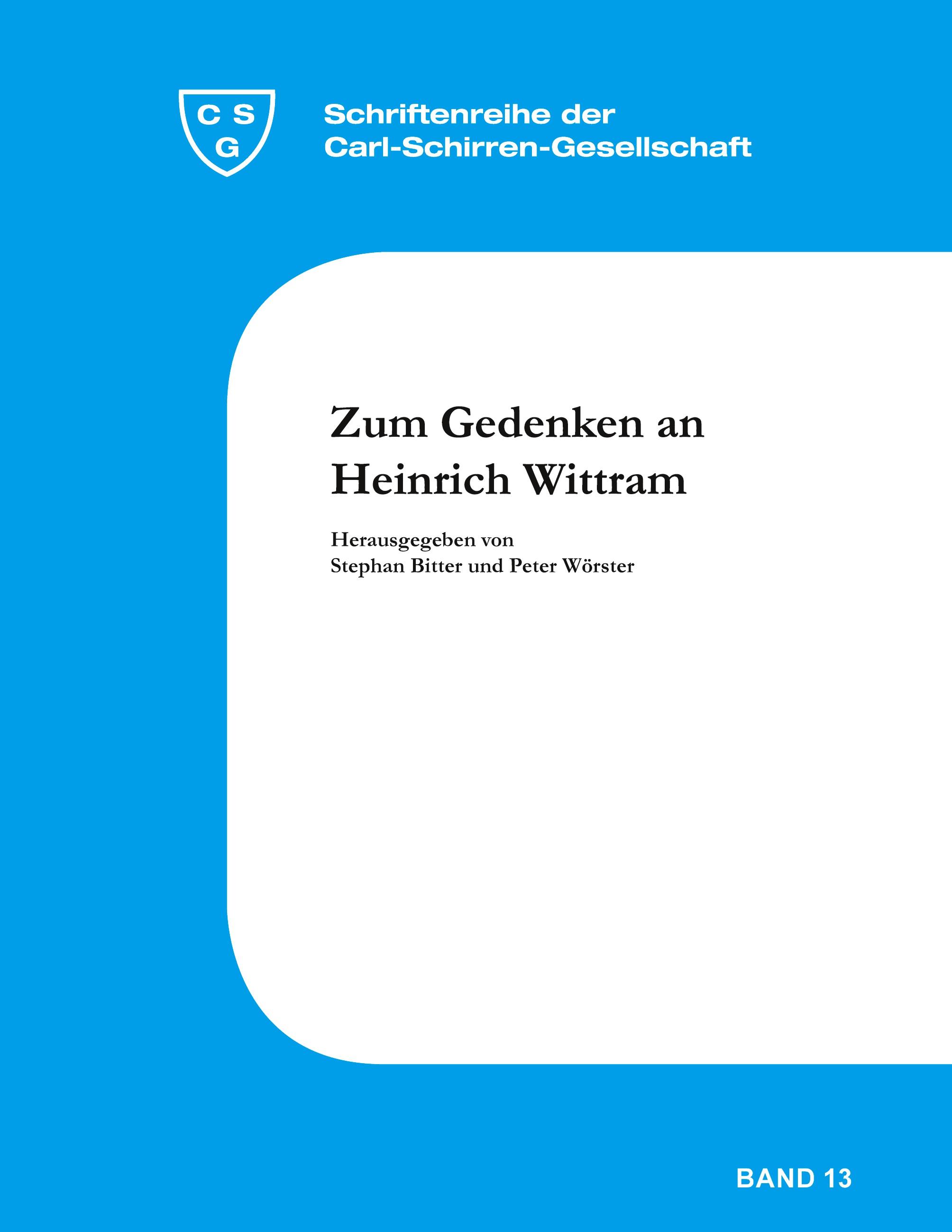 Vorderes Coverbild Zum Gedenken an Heinrich Wittram