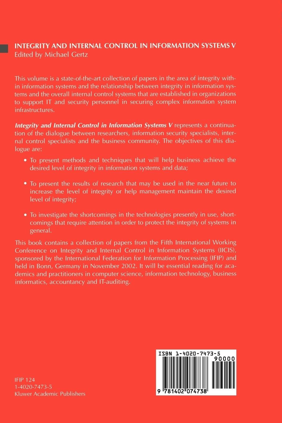 Rückseitencover Integrity and Internal Control in Information Systems V