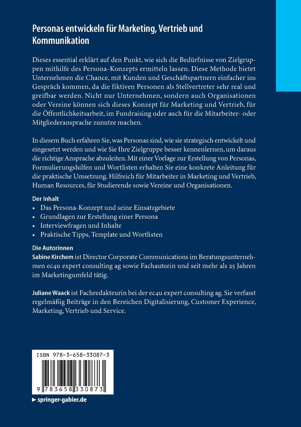 Rückseitencover Personas entwickeln für Marketing, Vertrieb und Kommunikation