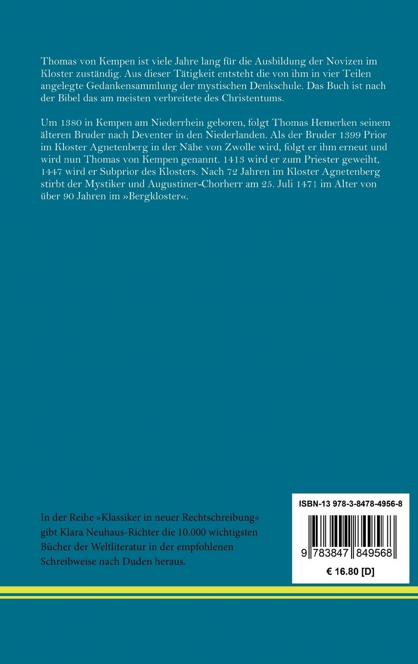 Rückseitencover Die Nachfolge Christi