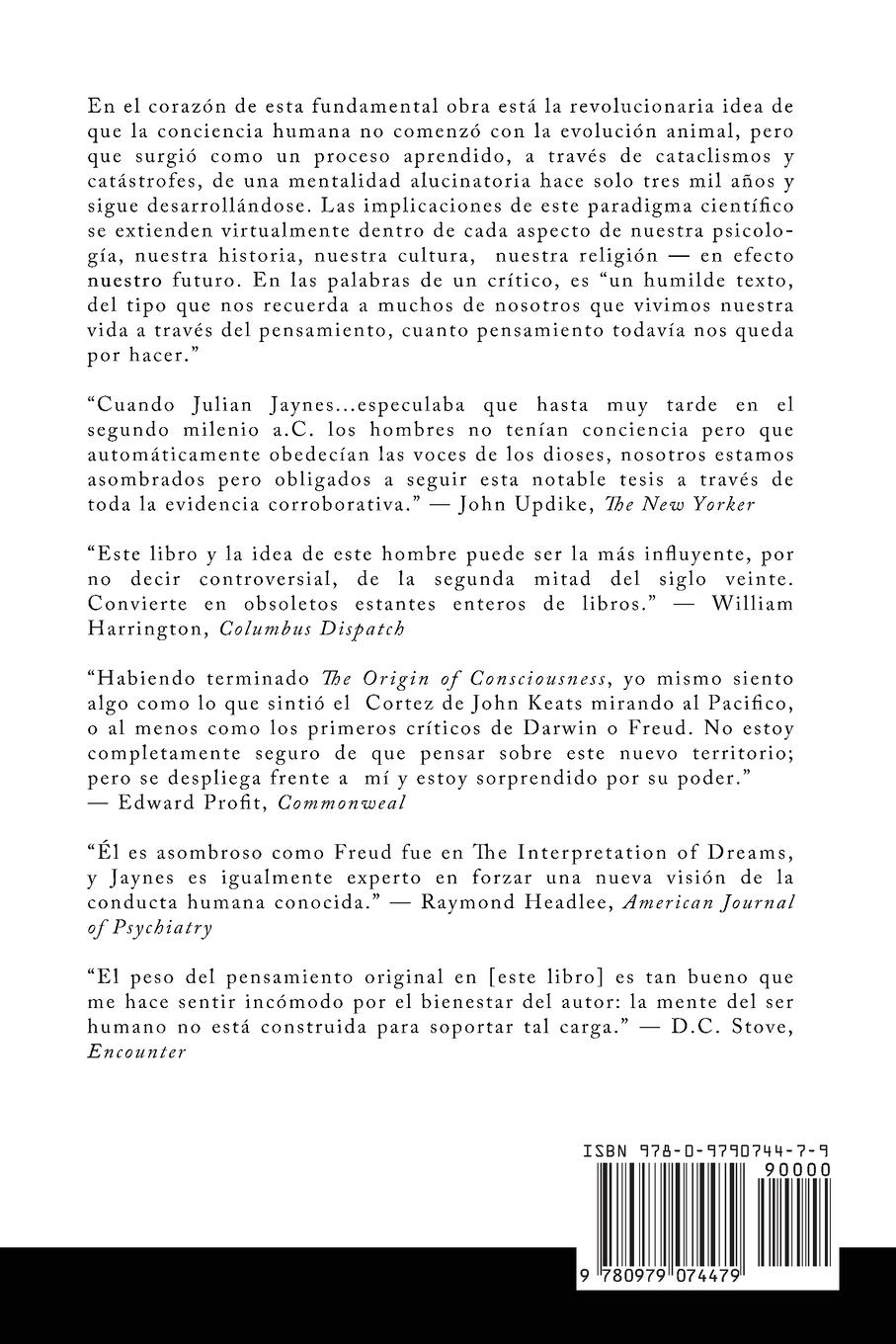 Rückseitencover El origen de la conciencia en la ruptura de la mente bicameral